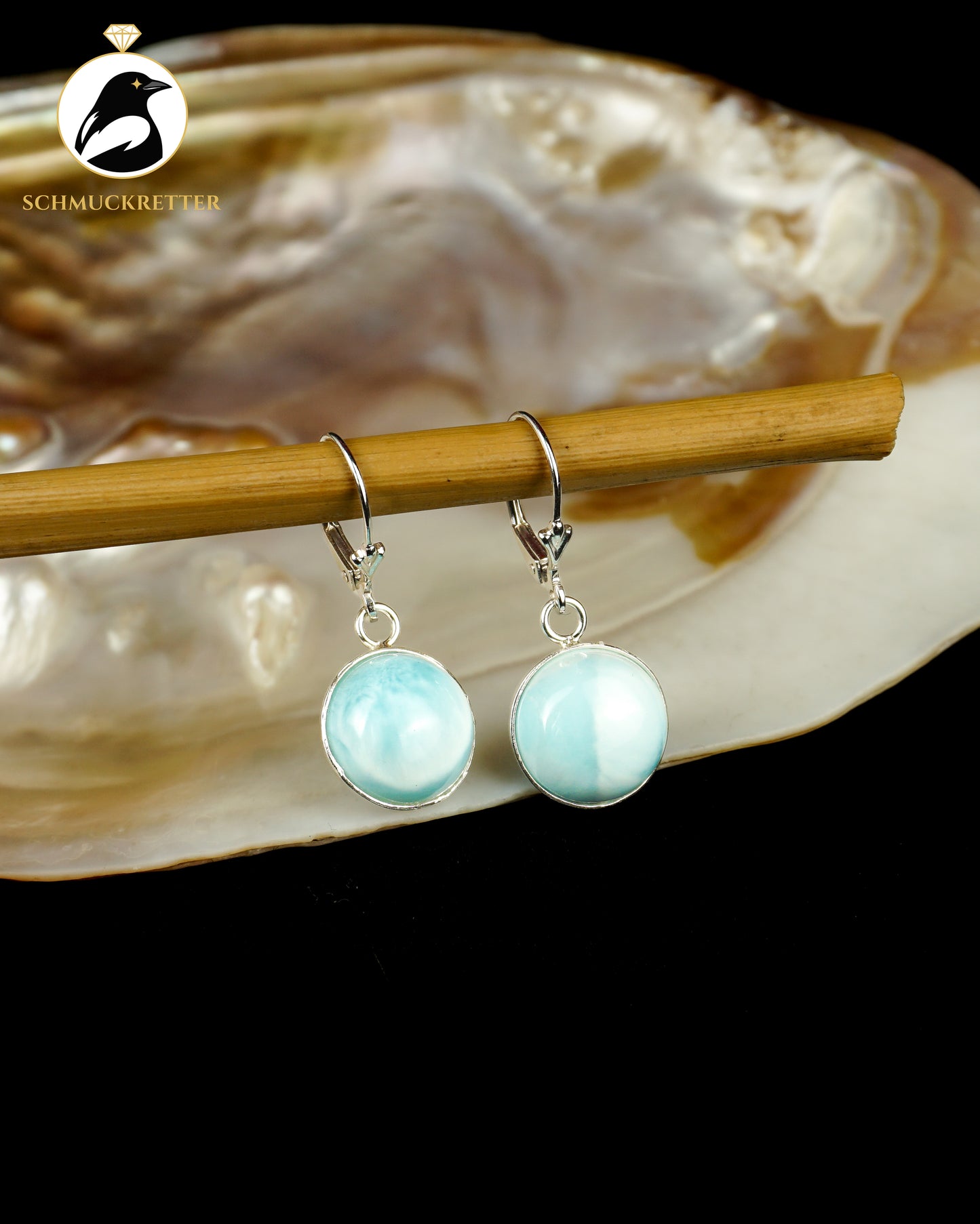 Karibischer Himmel – 925 Silber Ohrringe mit Larimar