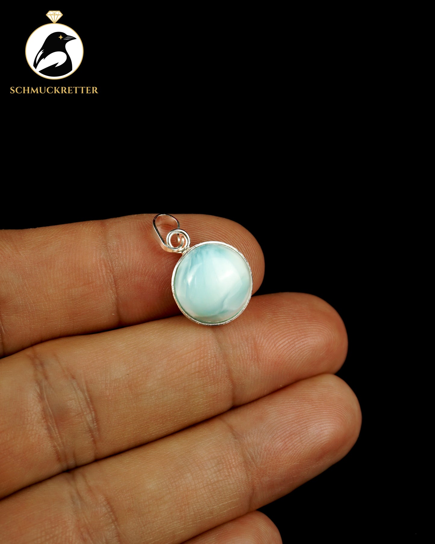 Karibischer Himmel – 925 Silber Anhänger mit Larimar