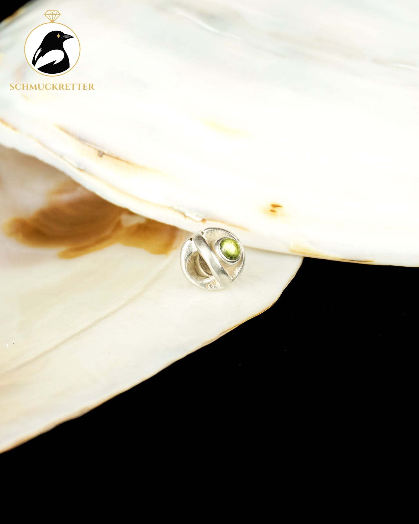 Pandora - Charm aus 925 Silber mit grünem Glas-Cabouchon
