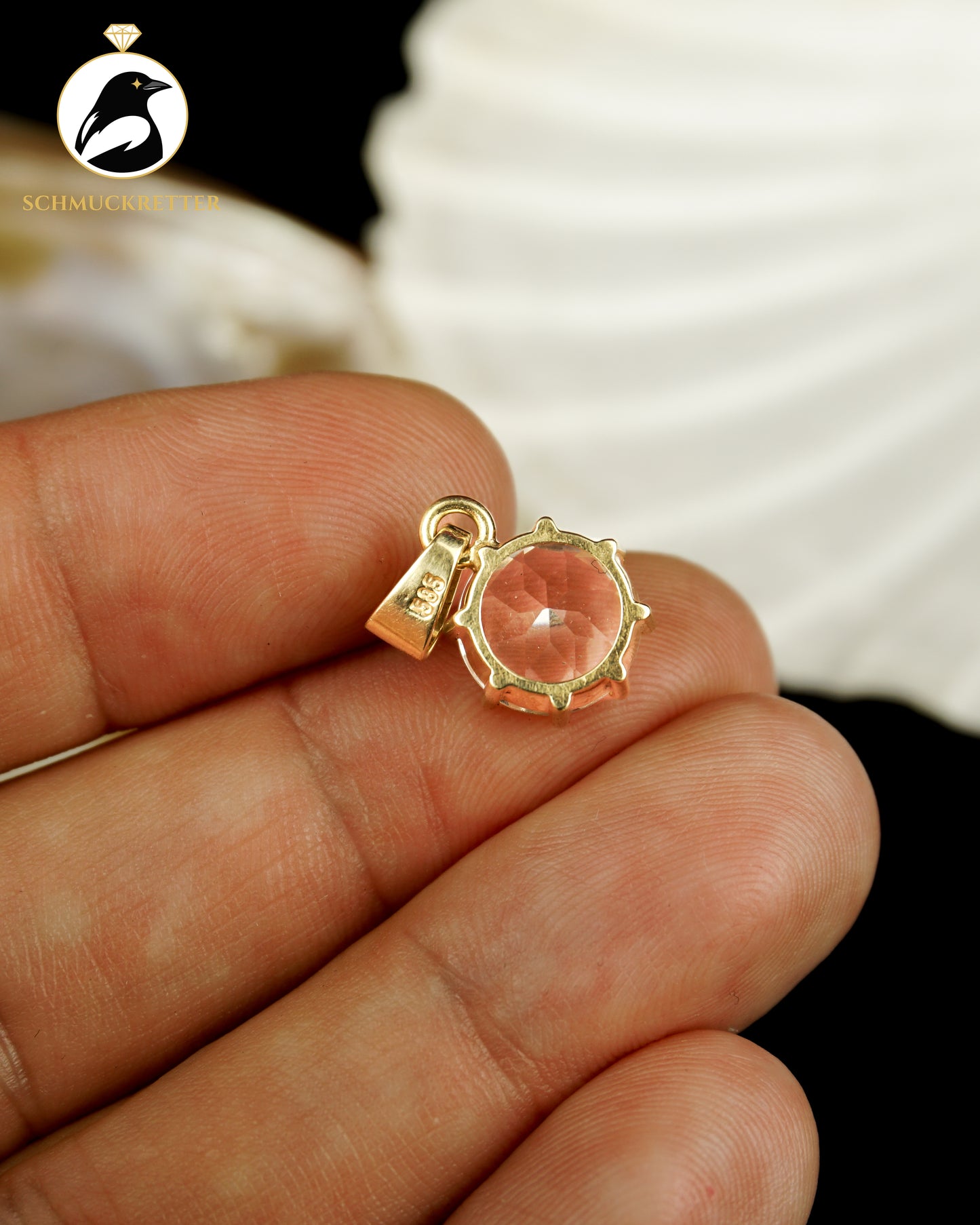 585 Gold Anhänger mit weißem Beryll
