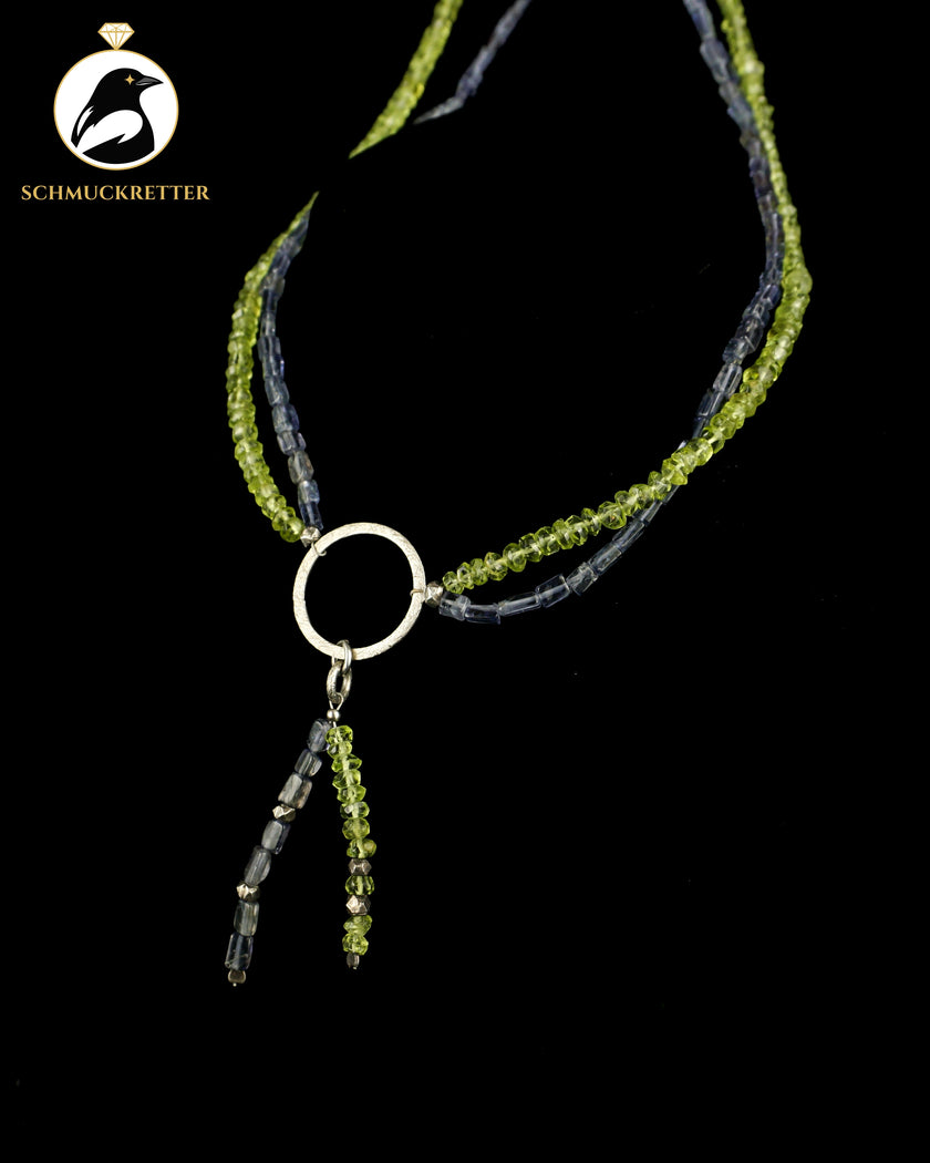 Collier aus Peridot & Tansanit mit 925 Silber