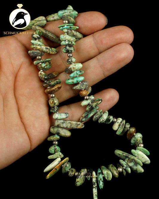 Collier aus echtem Türkis mit 925 Silber Verschluss