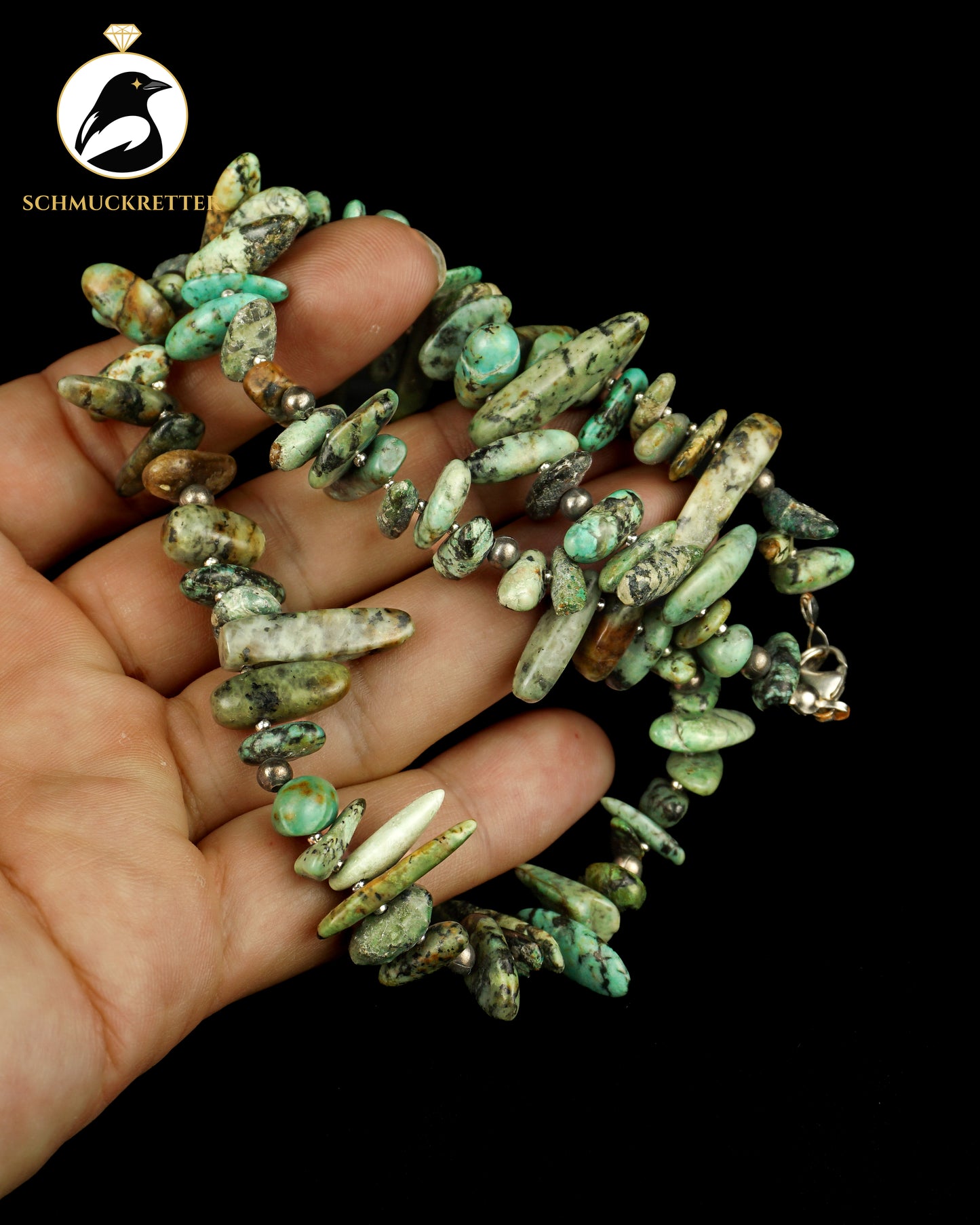 Collier aus echtem Türkis mit 925 Silber Verschluss