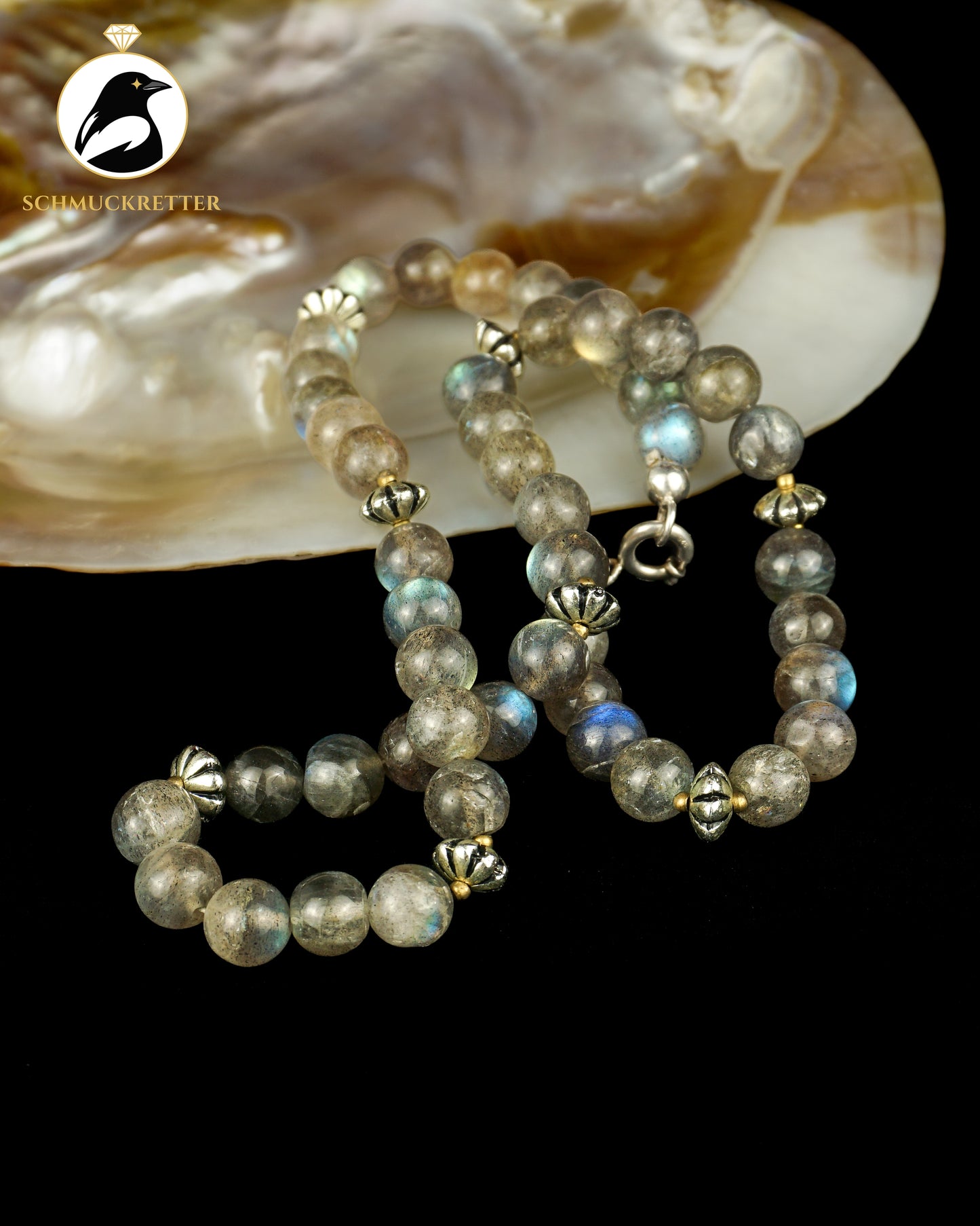 Labradoritkette mit 925 Silber Verschluss