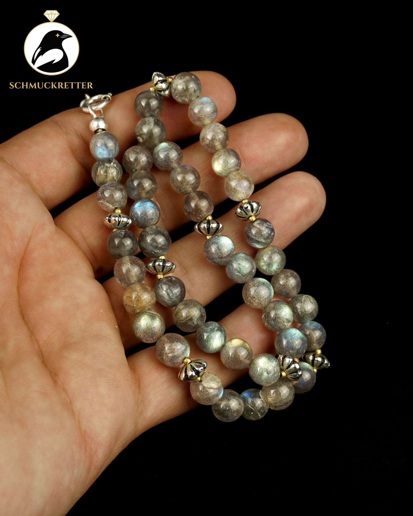 Labradoritkette mit 925 Silber Verschluss