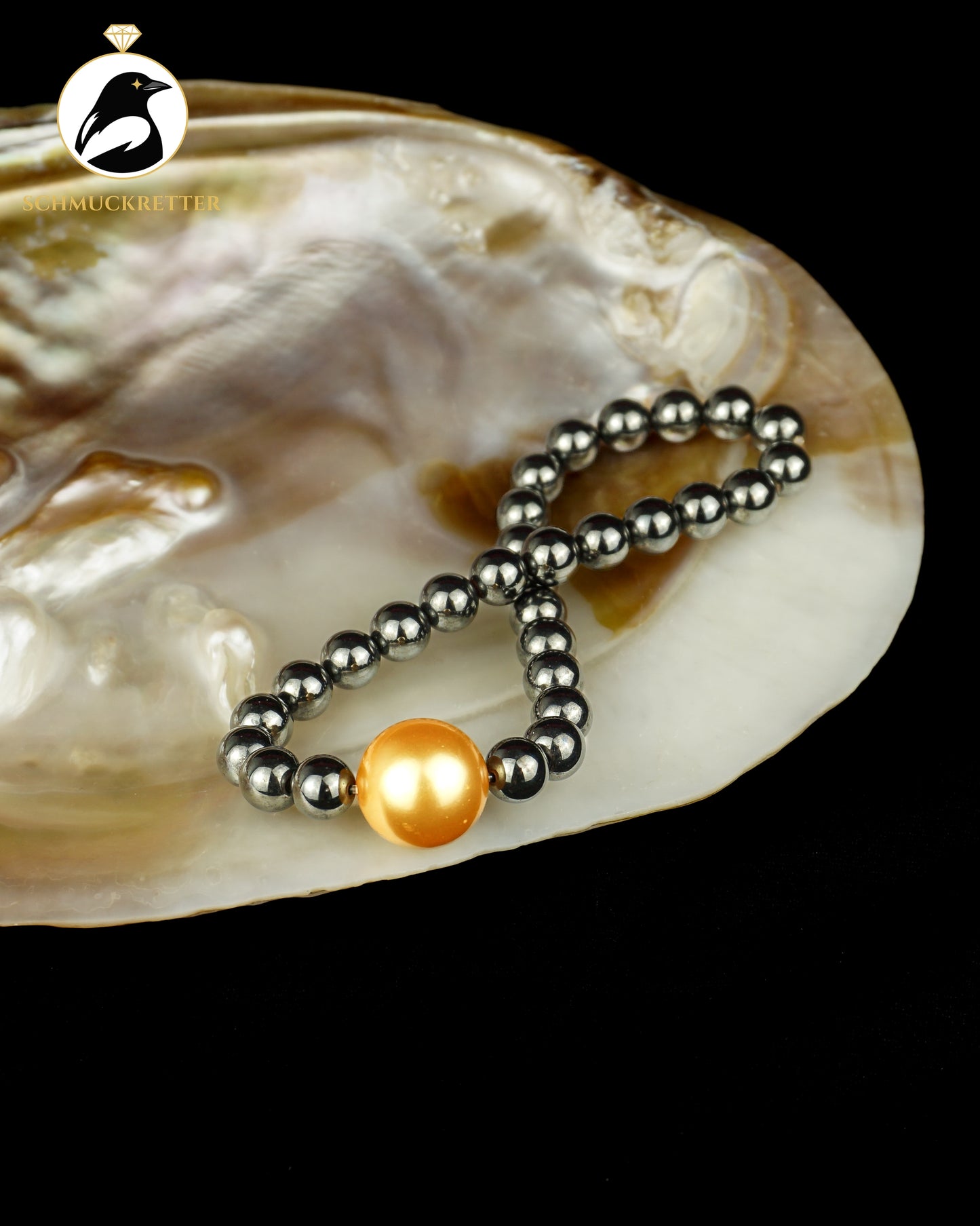 Pfeffinger Armband aus Hämatit mit Süßwasserperle, dehnbar
