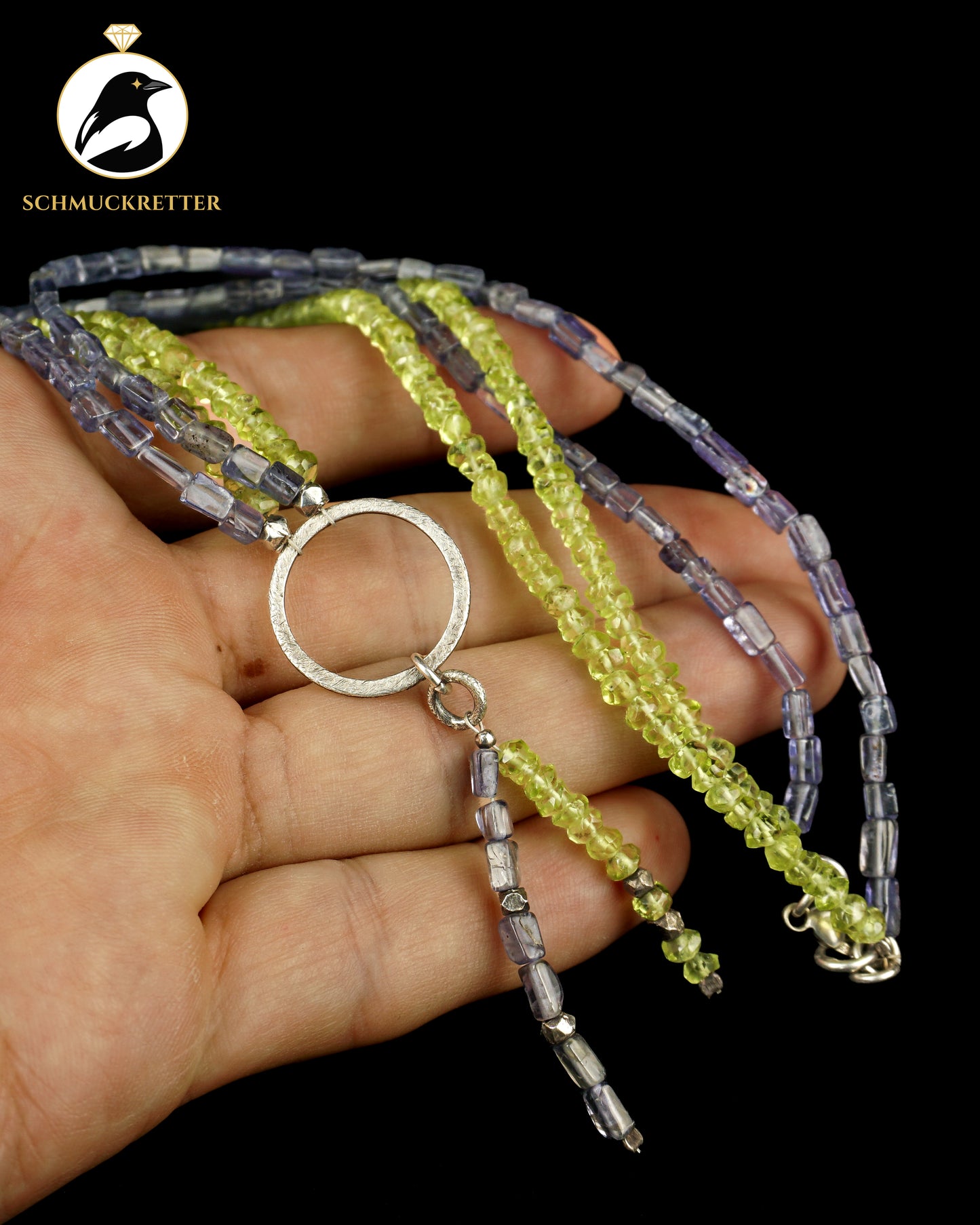 Collier aus Peridot & Tansanit mit 925 Silber