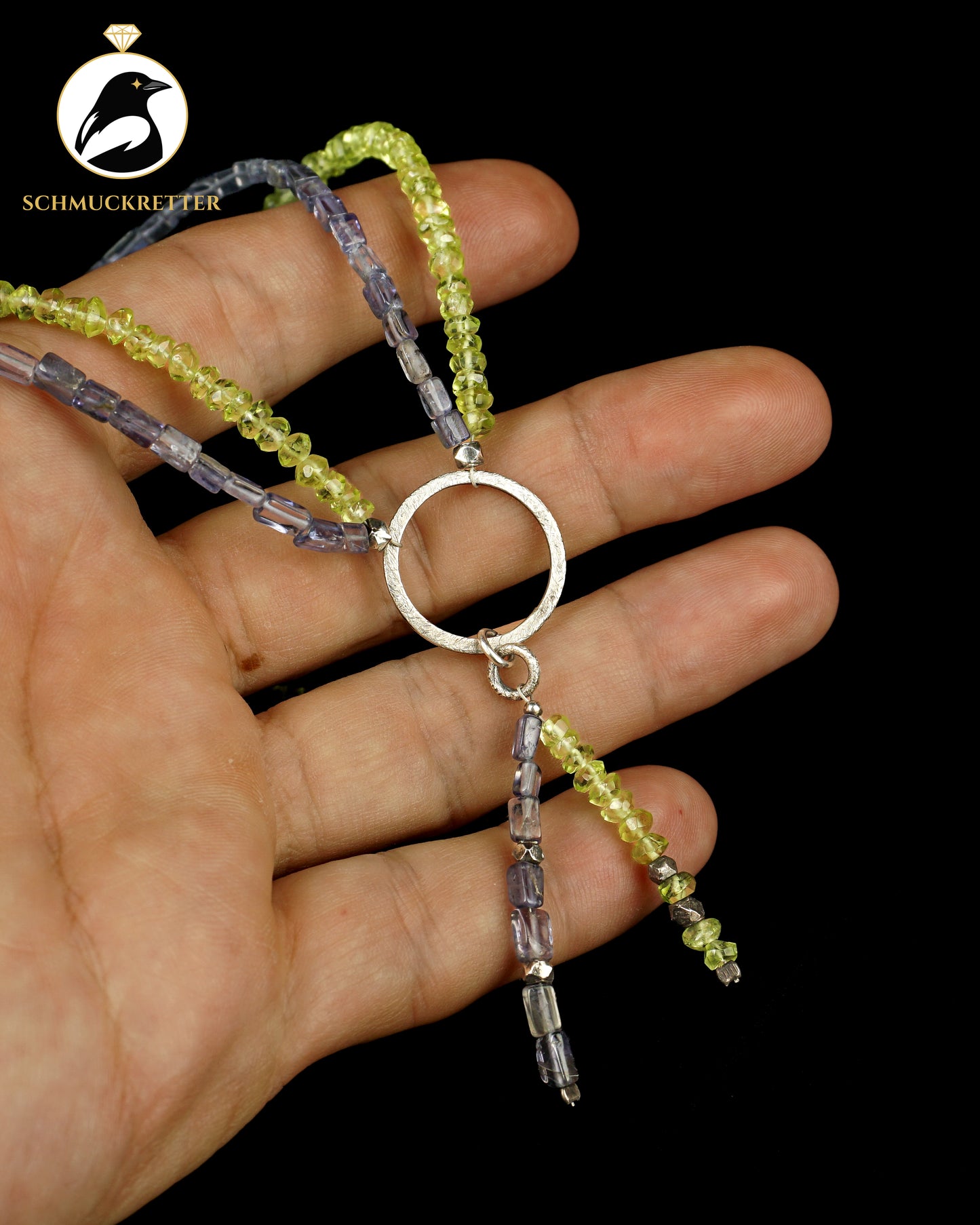 Collier aus Peridot & Tansanit mit 925 Silber