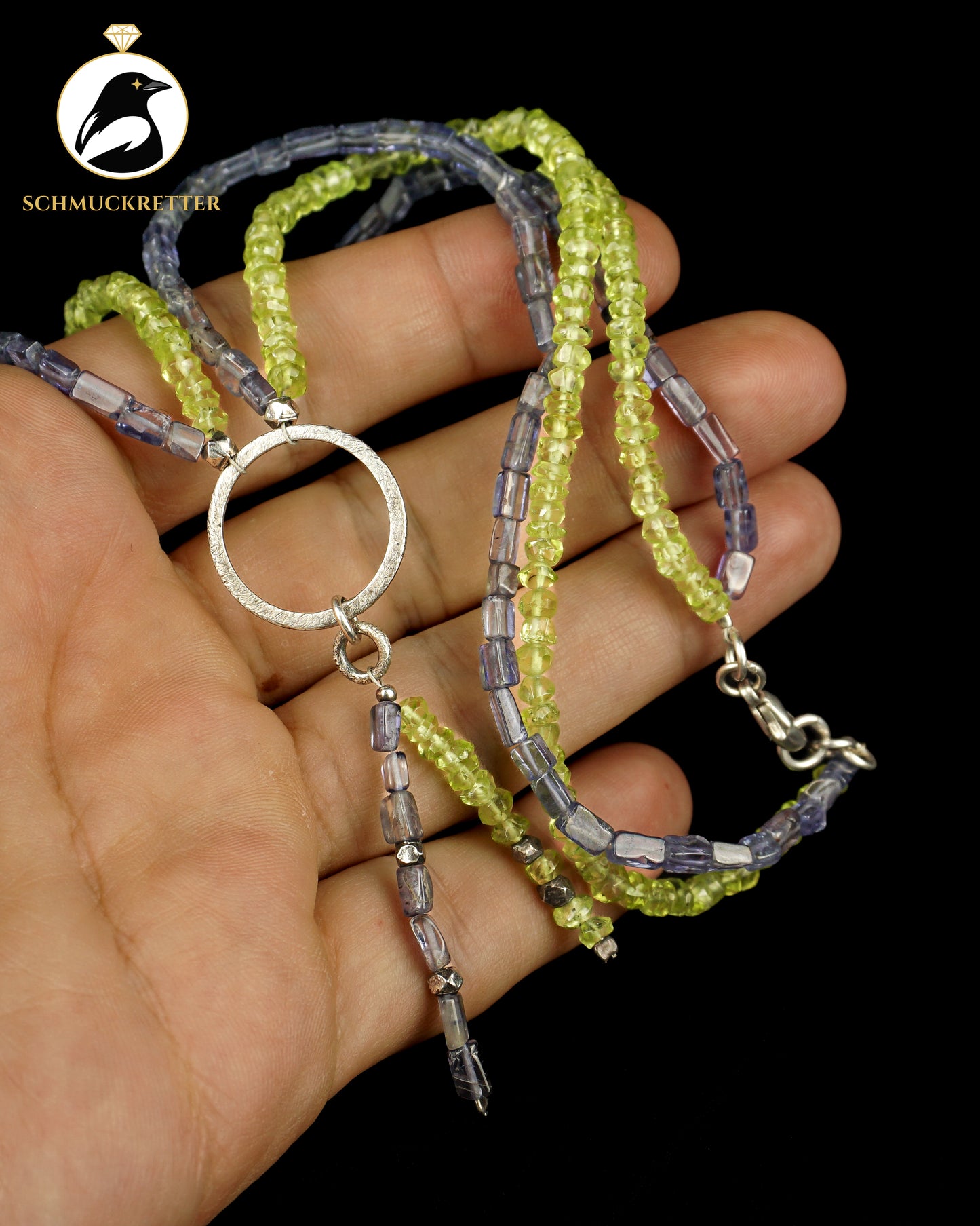 Collier aus Peridot & Tansanit mit 925 Silber