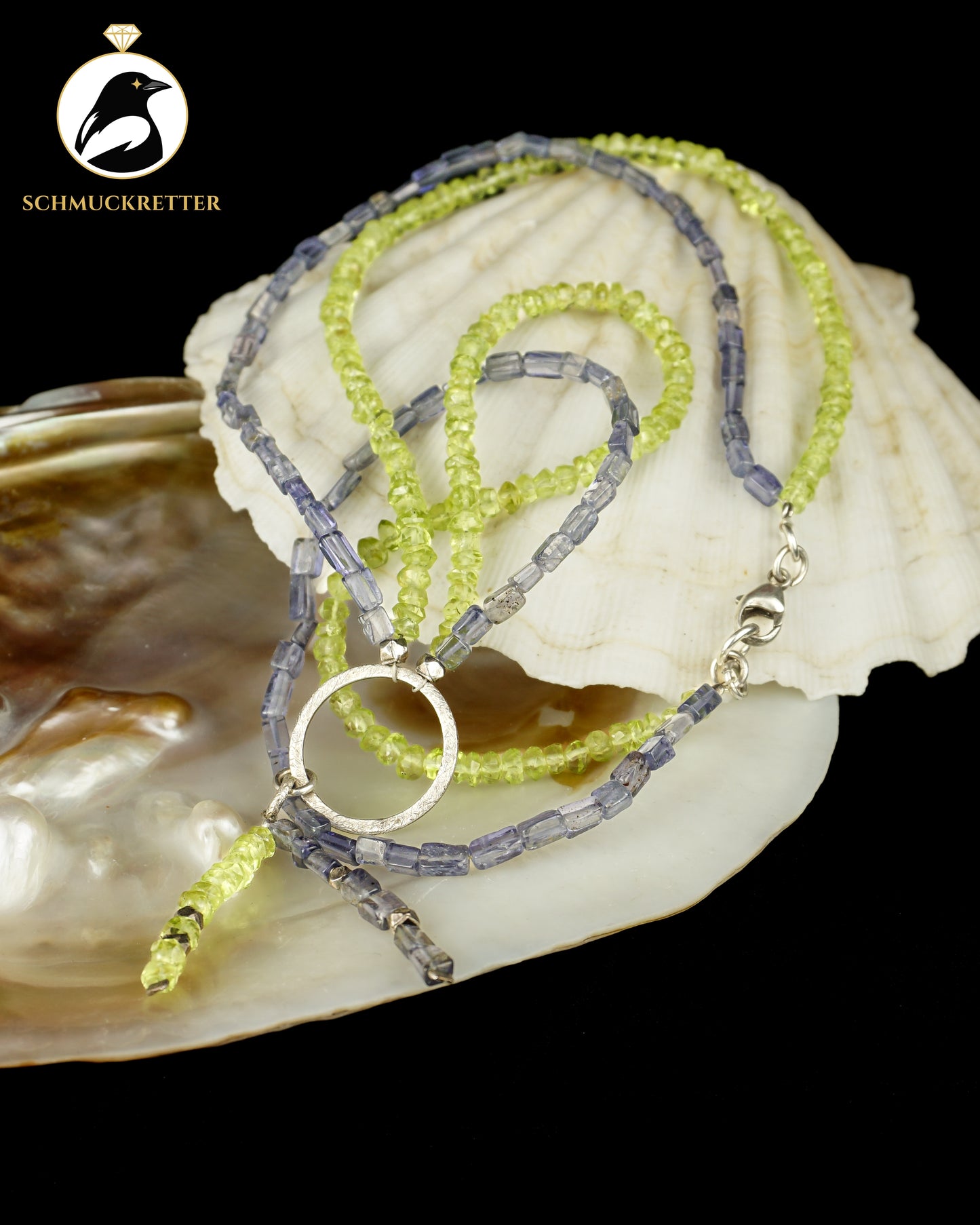 Collier aus Peridot & Tansanit mit 925 Silber