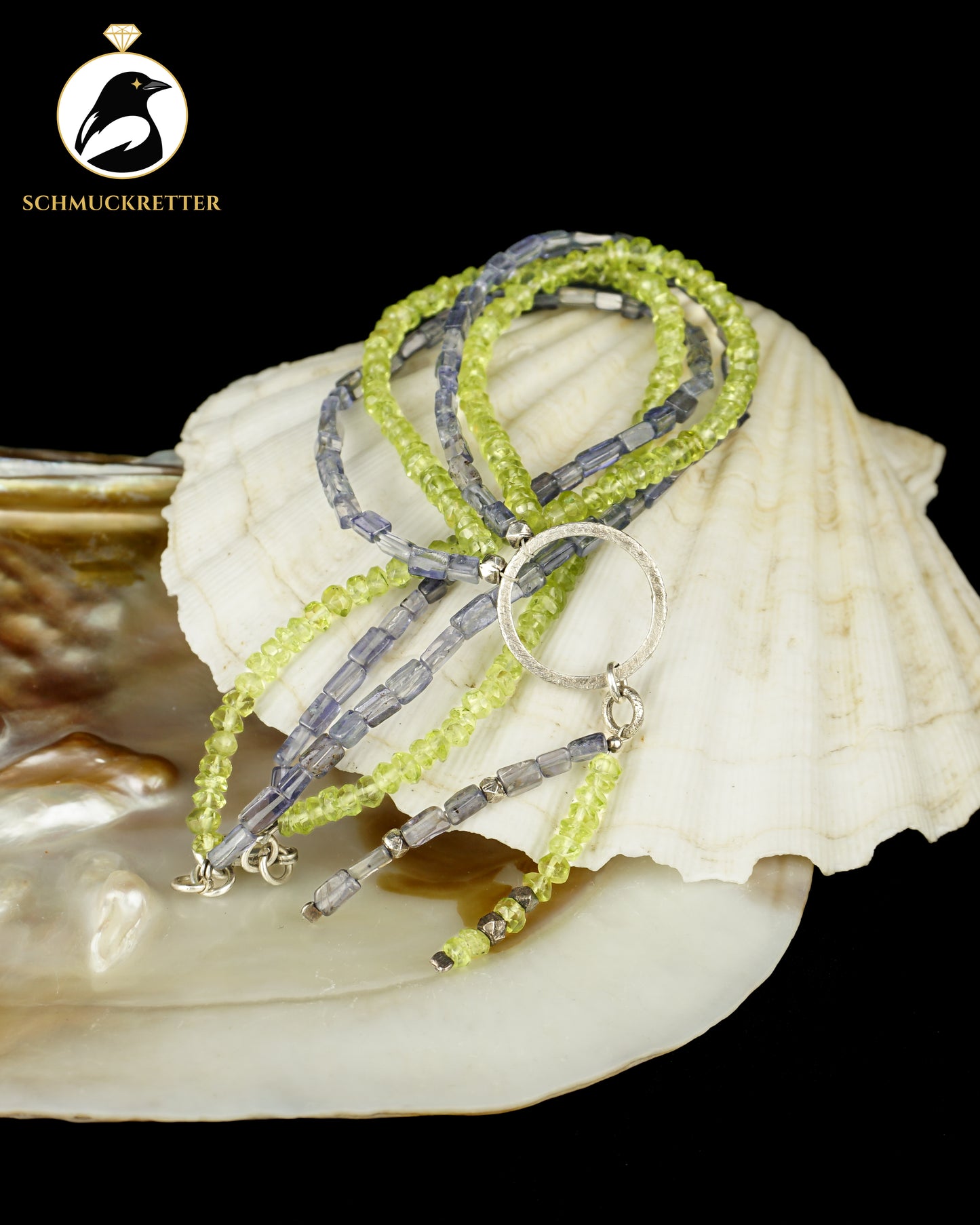 Collier aus Peridot & Tansanit mit 925 Silber