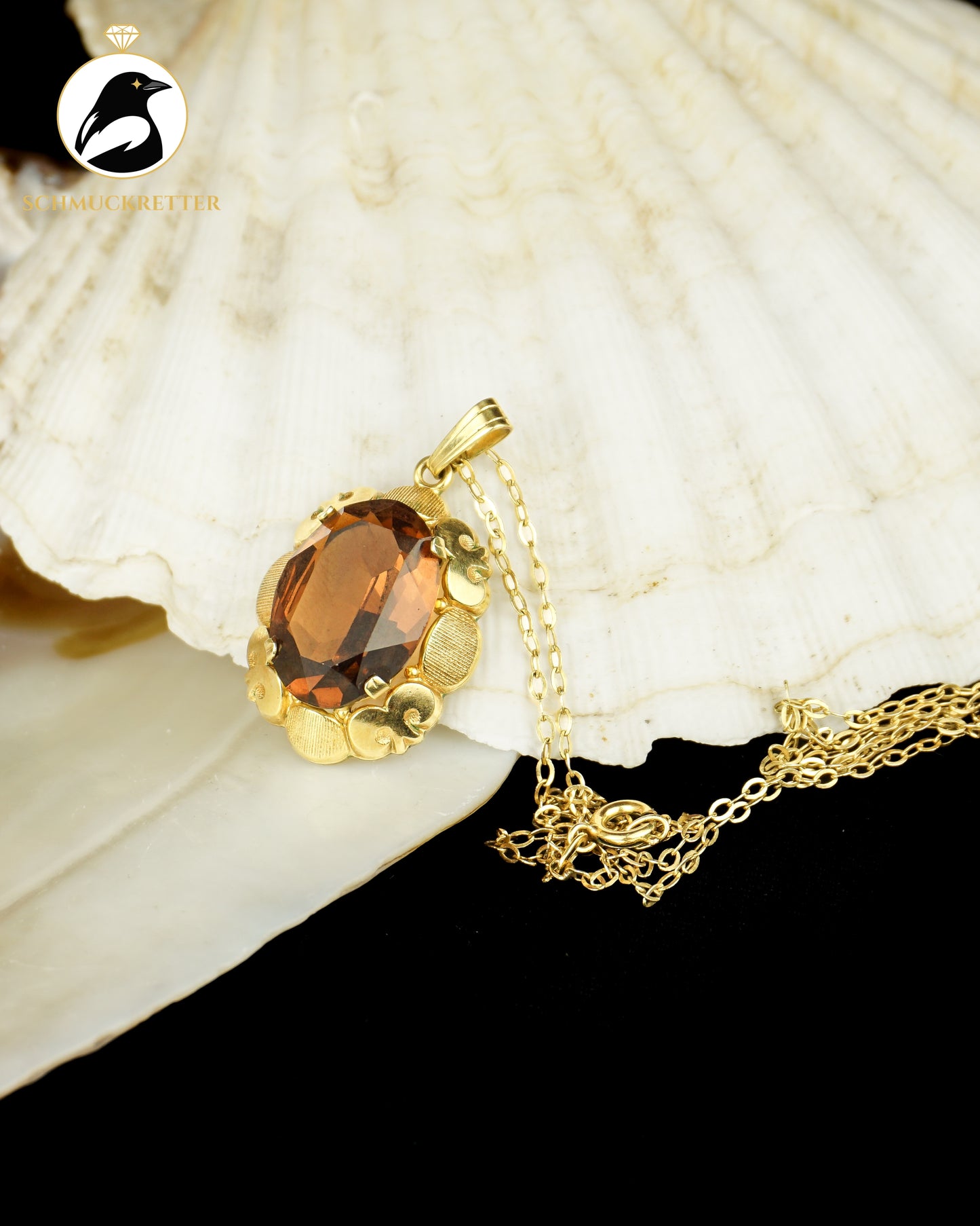 Anhänger mit Schmuckstein und Kette, Amerikaner Gold von Kordes & Lichtenfels