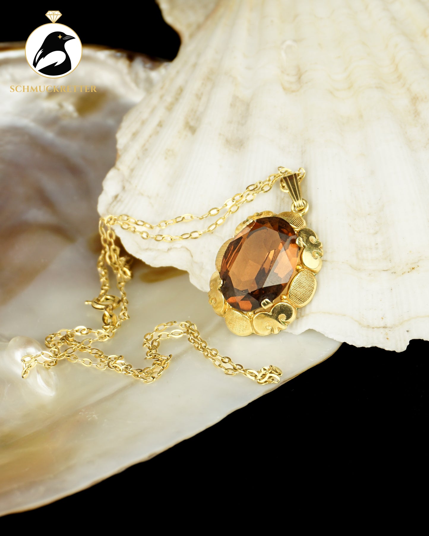 Anhänger mit Schmuckstein und Kette, Amerikaner Gold von Kordes & Lichtenfels