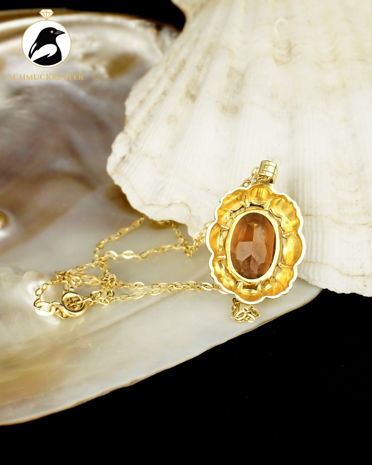 Anhänger mit Schmuckstein und Kette, Amerikaner Gold von Kordes & Lichtenfels