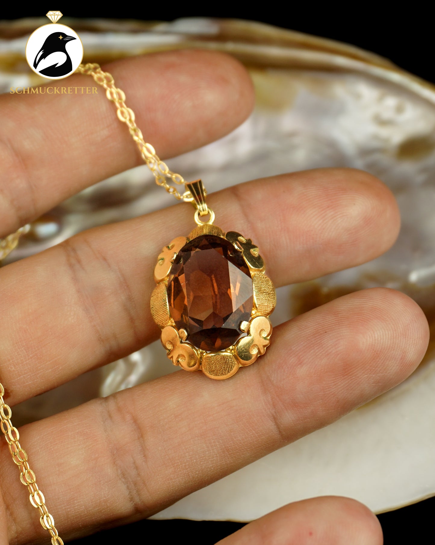 Anhänger mit Schmuckstein und Kette, Amerikaner Gold von Kordes & Lichtenfels