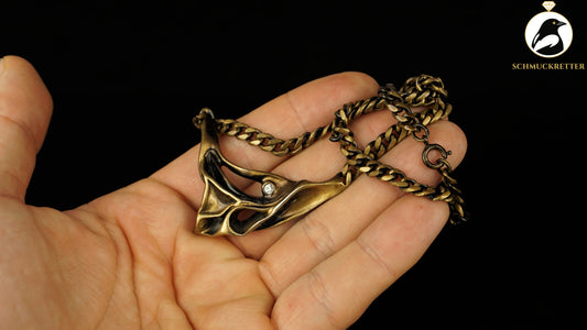 Modernistisches Vintage Collier aus Messing, Bronzeoptik - skulptural