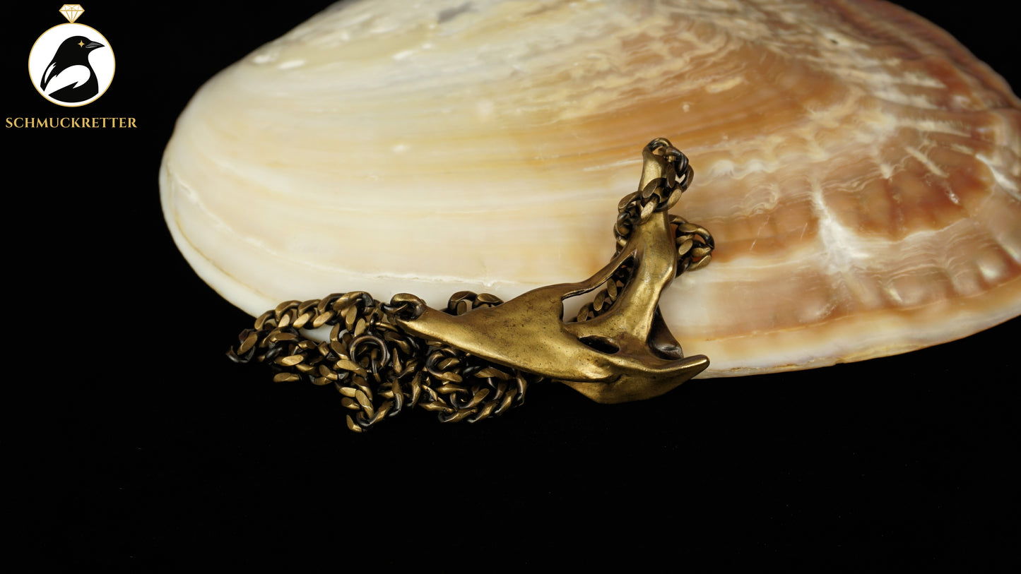 Modernistisches Vintage Collier aus Messing, Bronzeoptik - skulptural