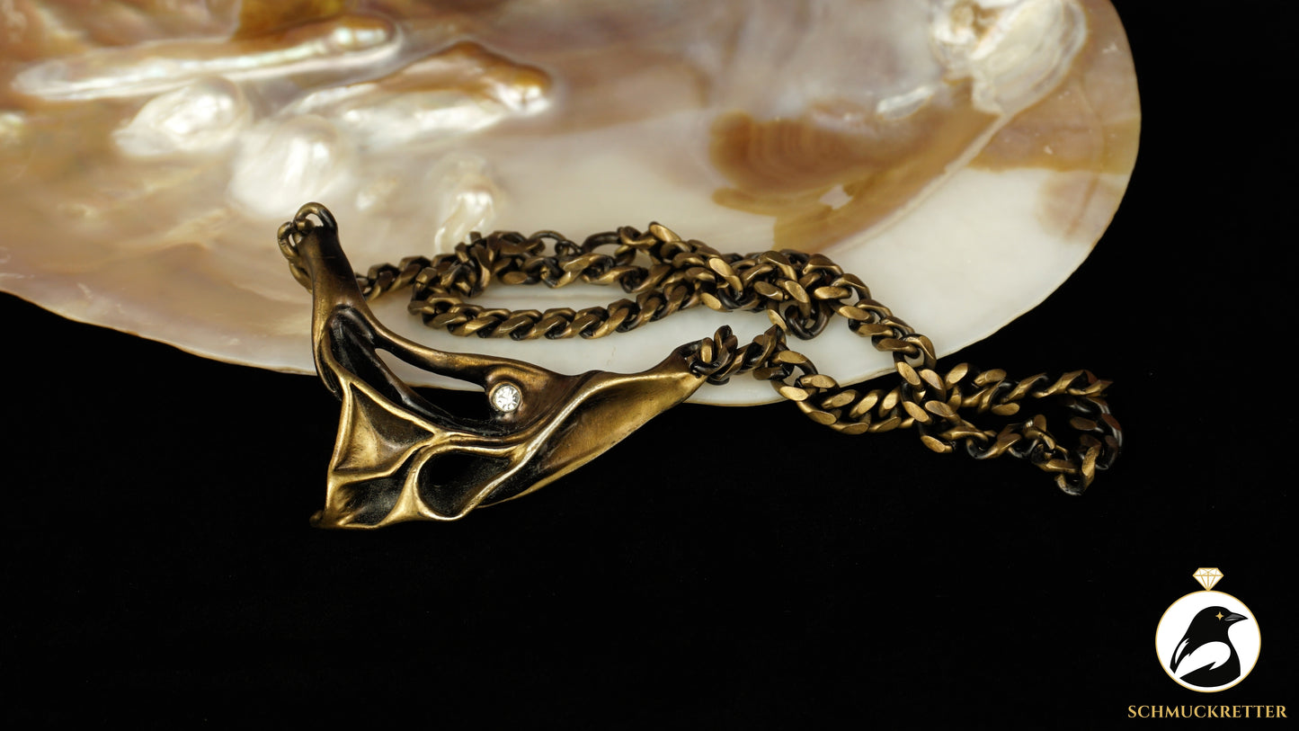 Modernistisches Vintage Collier aus Messing, Bronzeoptik - skulptural