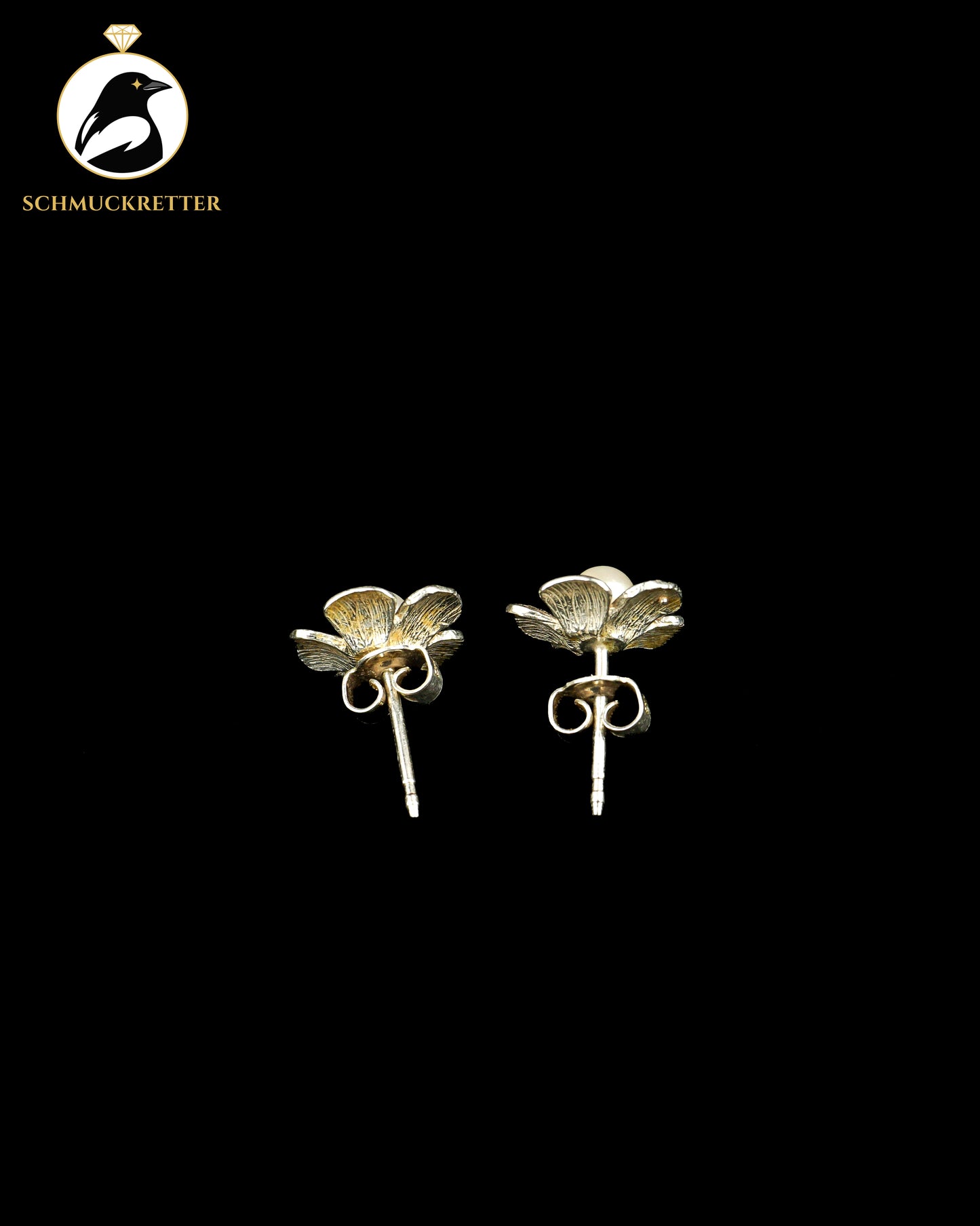 925 Silber Blüten-Ohrstecker mit weißer Perle