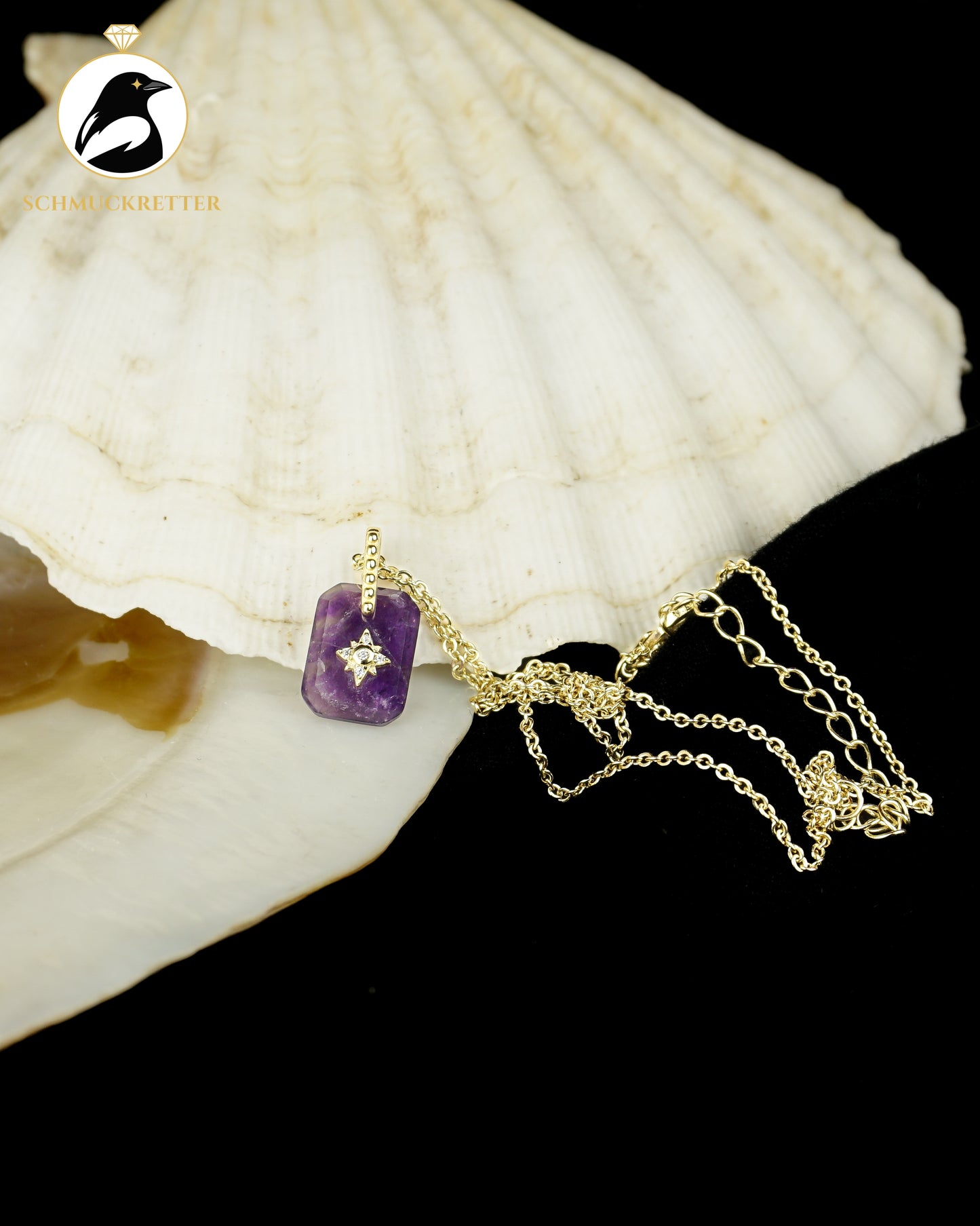 Vergoldete 925 Silber Kette mit Amethyst-Anhänger, neuwertig