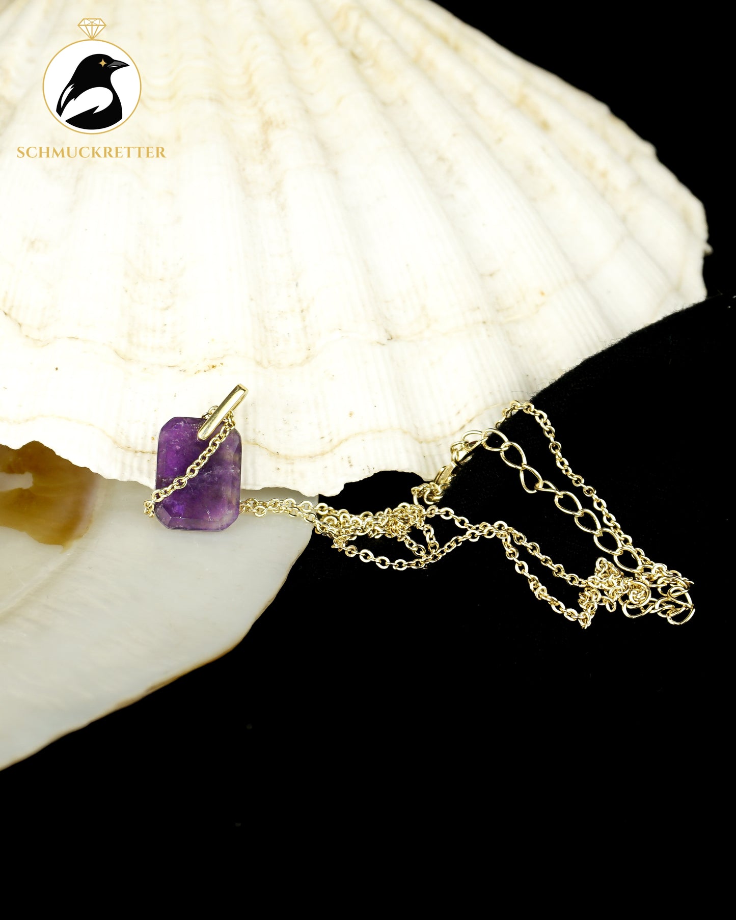 Vergoldete 925 Silber Kette mit Amethyst-Anhänger, neuwertig