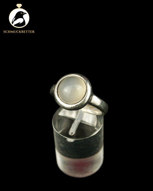 925 Silber Ring mit echtem, grauem Mondstein, Gr. 57