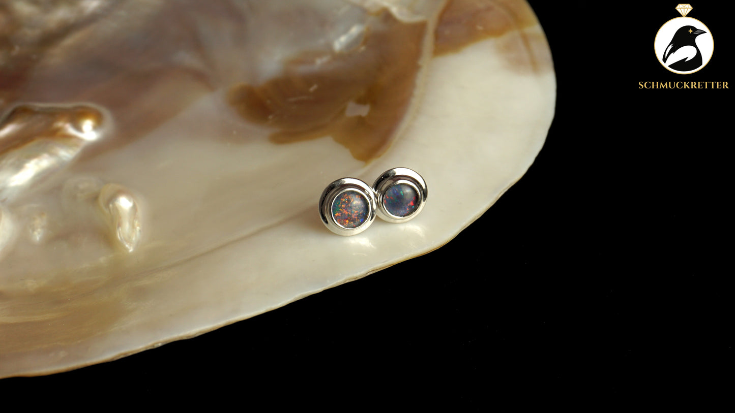 Opal Ohrstecker aus 585 Weißgold