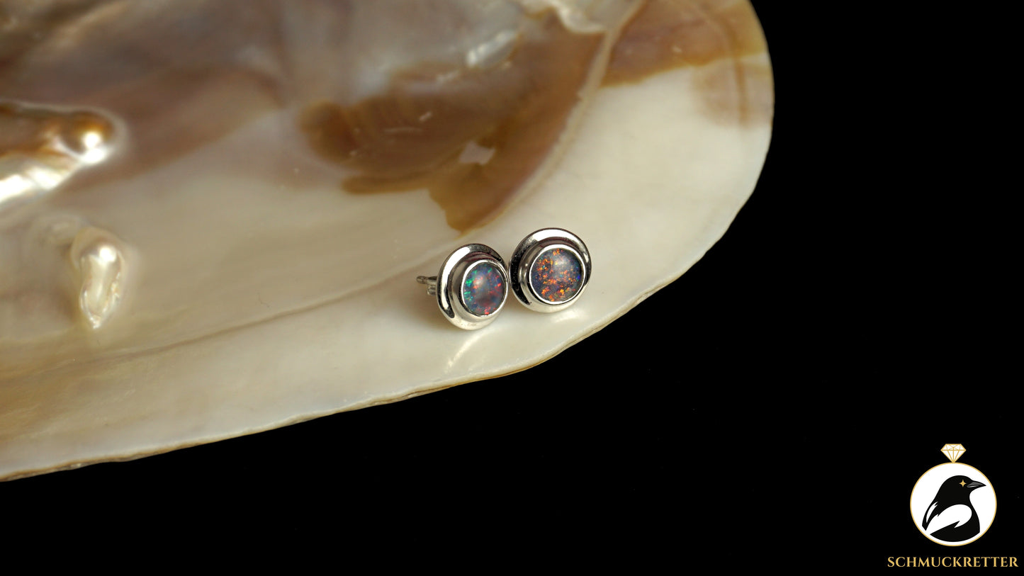 Opal Ohrstecker aus 585 Weißgold
