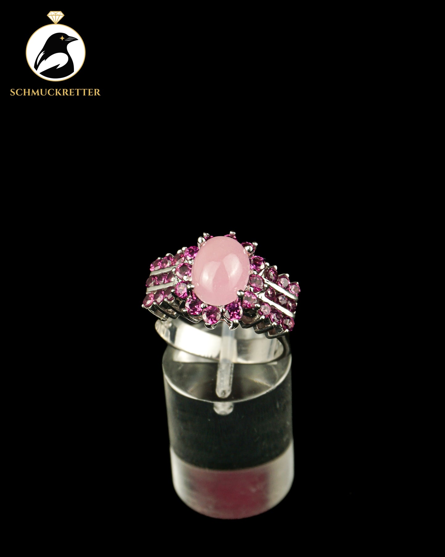 925 Silber Ring mit Morganit und Rhodolith-Granat, Gr. 60