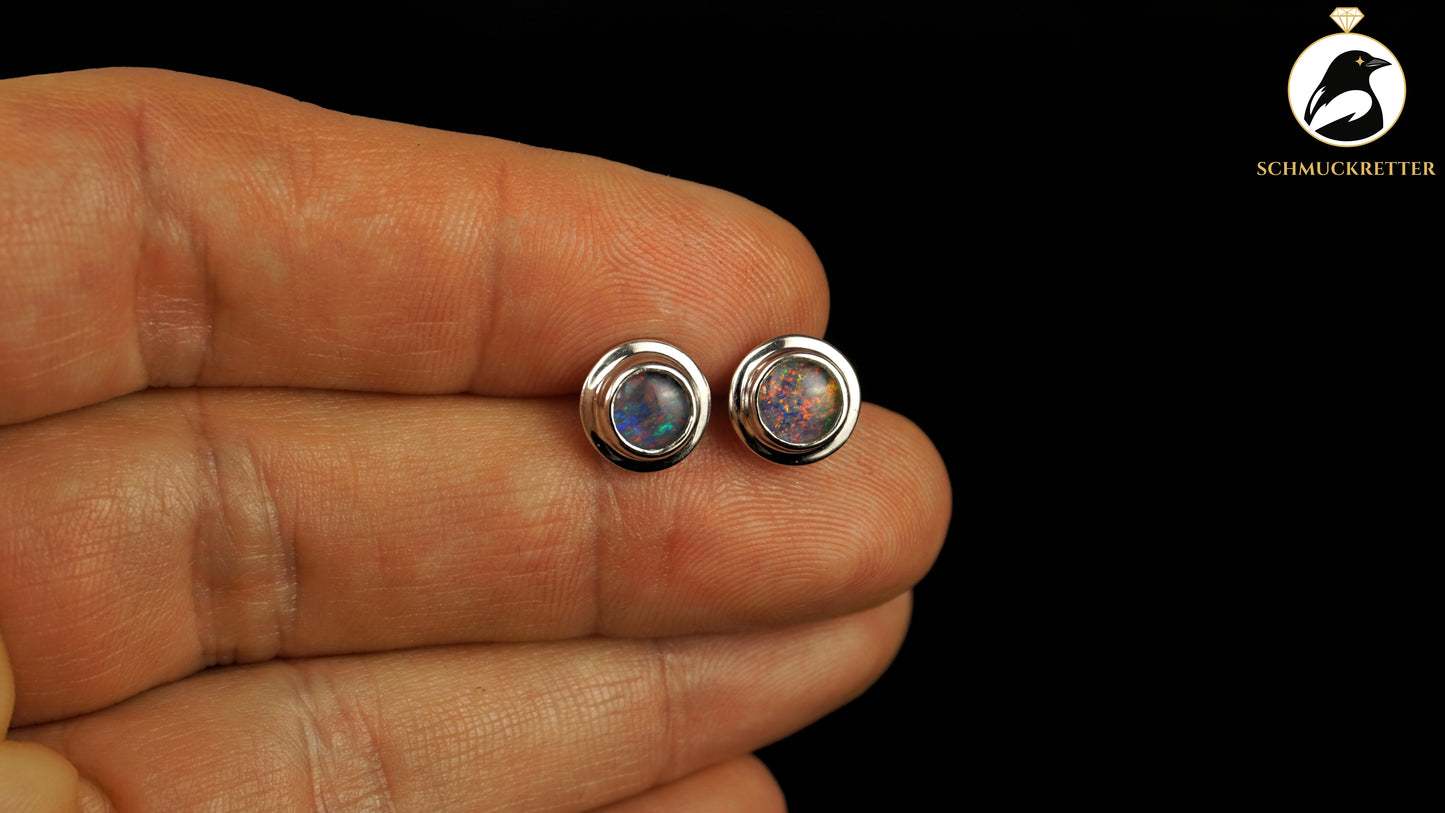Opal Ohrstecker aus 585 Weißgold