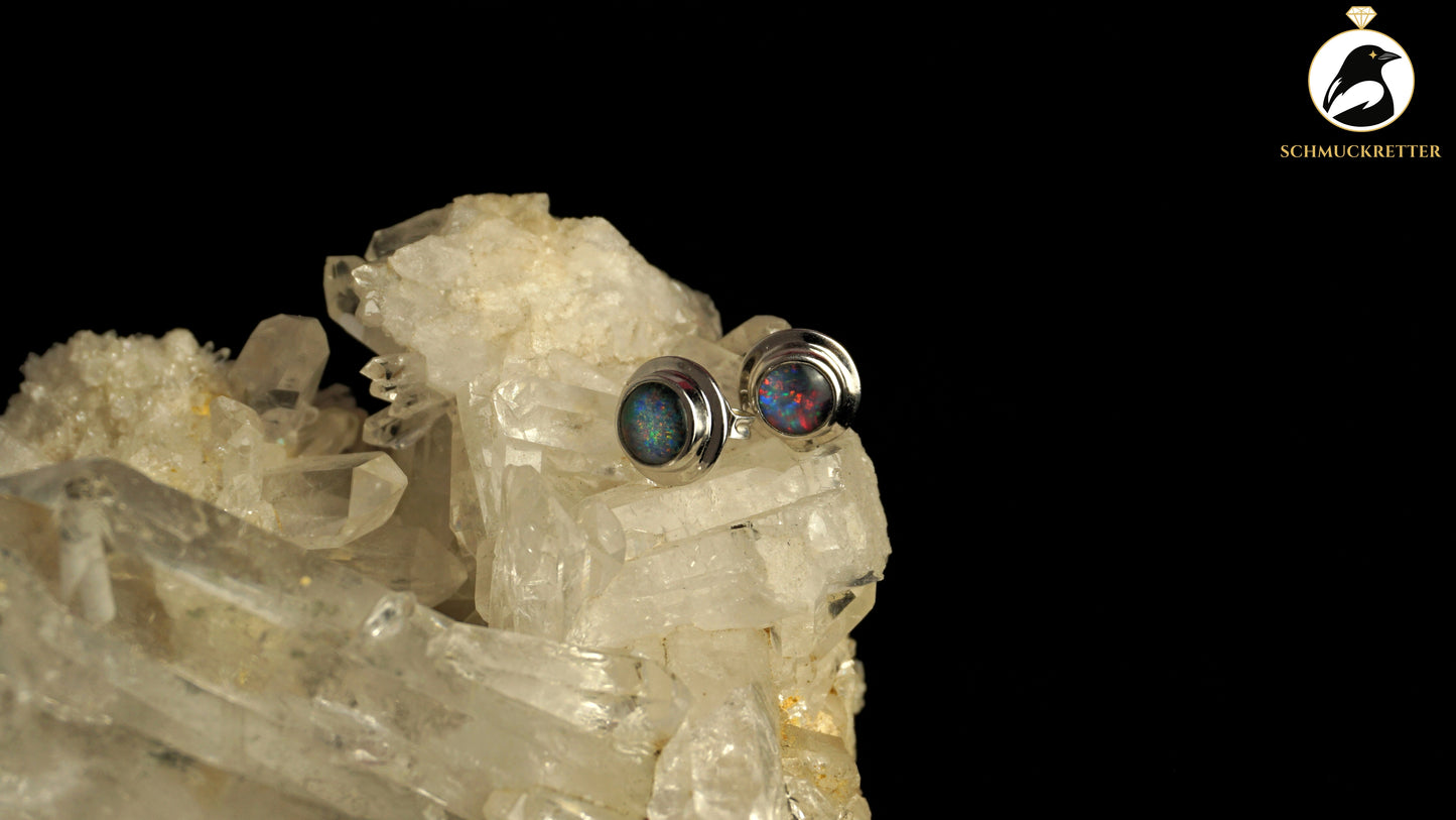 Opal Ohrstecker aus 585 Weißgold
