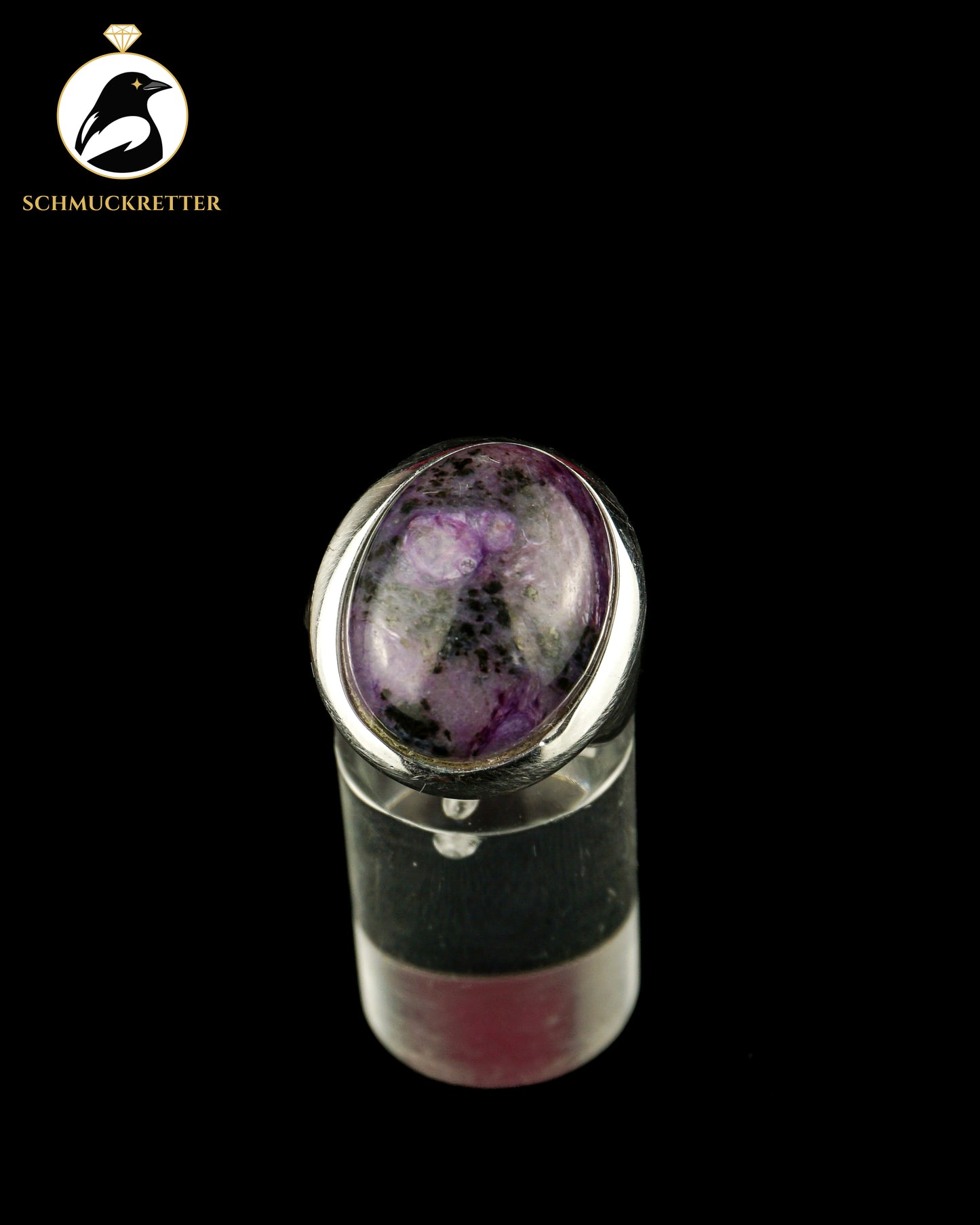 Großer 925 Silber Ring mit lila Charoit, Gr. 57