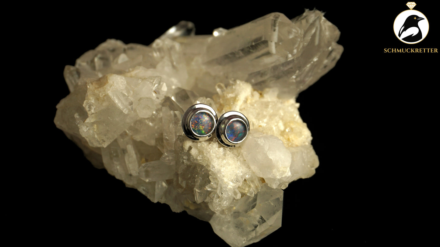Opal Ohrstecker aus 585 Weißgold