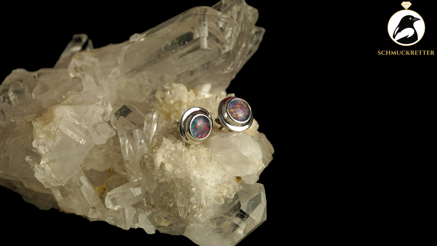 Opal Ohrstecker aus 585 Weißgold