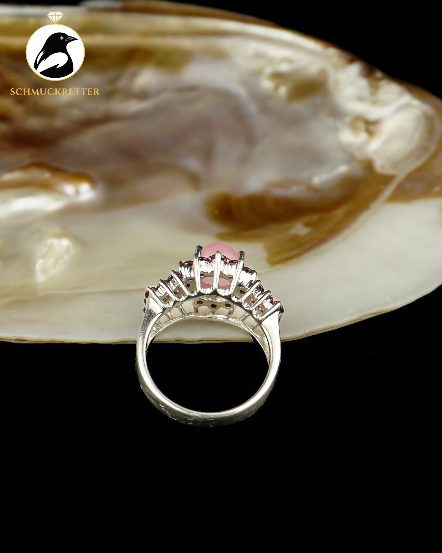 925 Silber Ring mit Morganit und Rhodolith-Granat, Gr. 60
