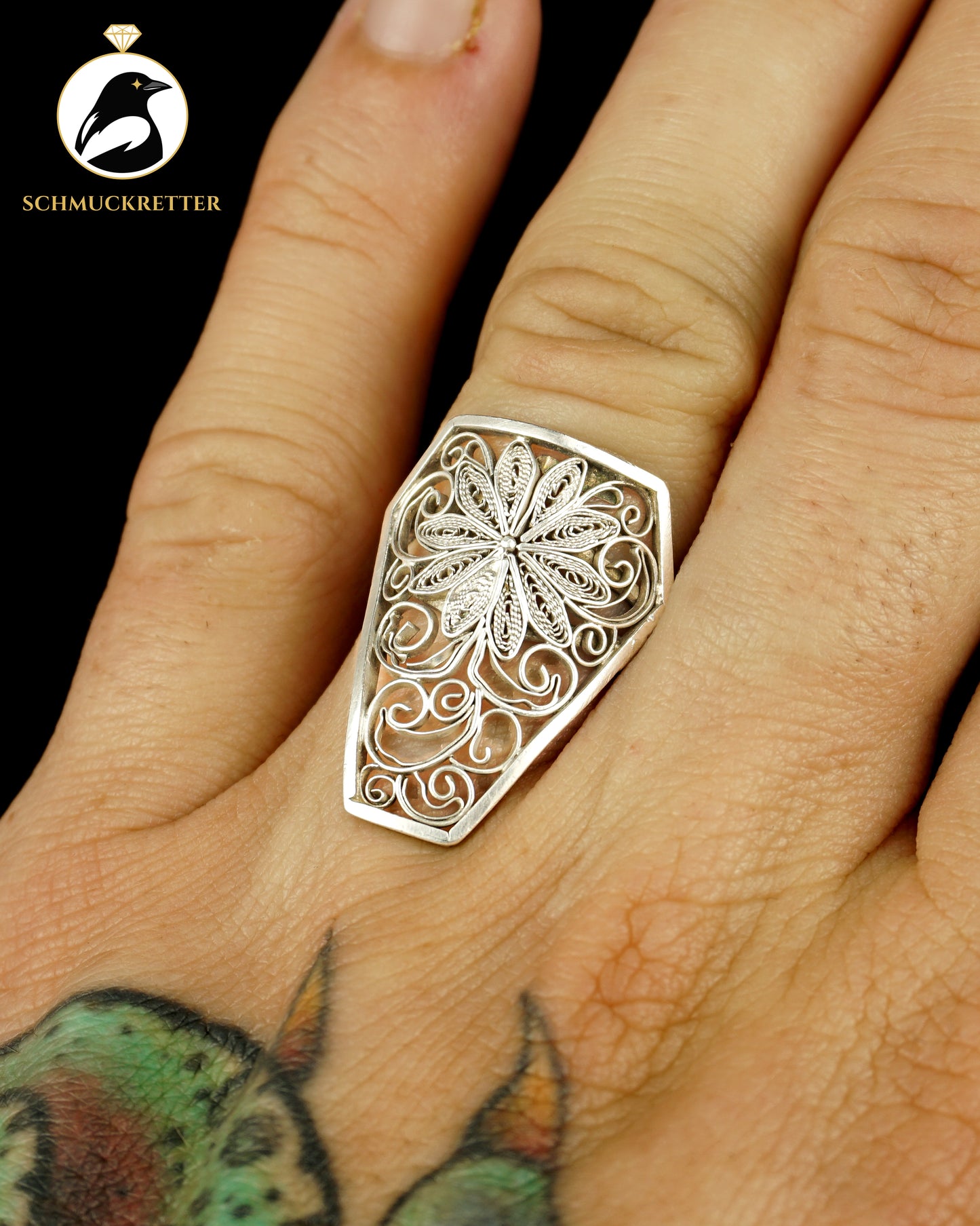 Filigraner 800 Silber Ring, Gr. 54