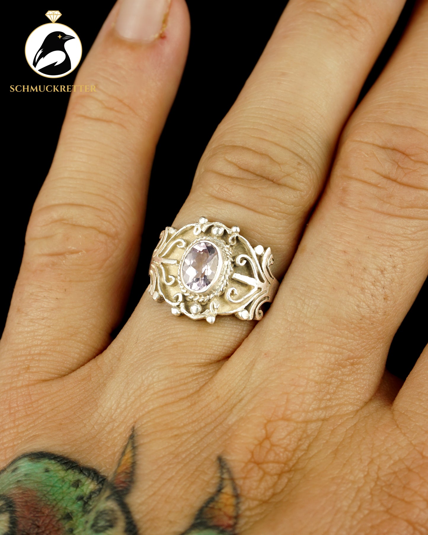 925 Silber Ring mit hellem, fliederfarbenem Amethyst, Gr. 55