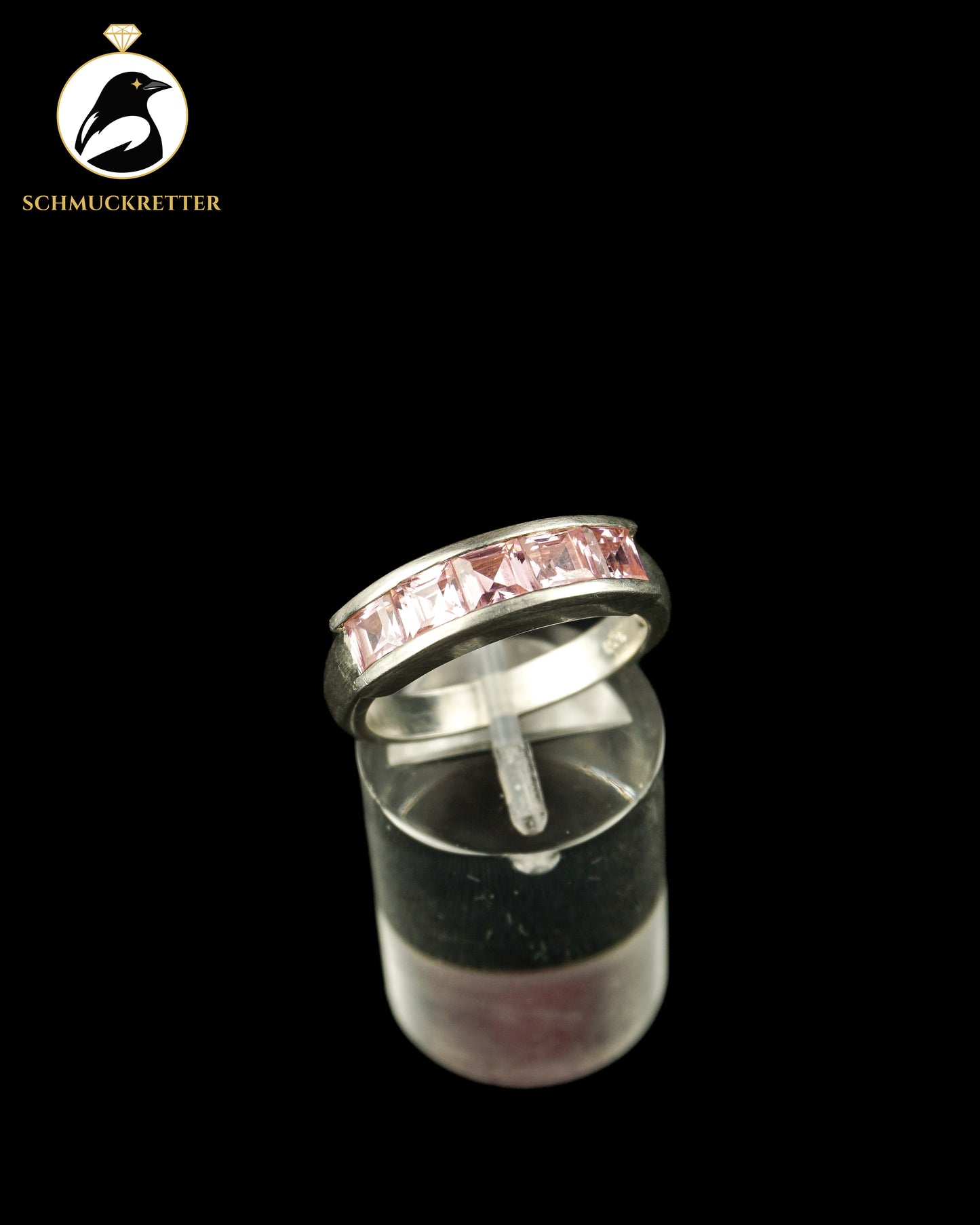 925 Silber Halbmemory Ring mit pinken Zirkonia, Gr. 57