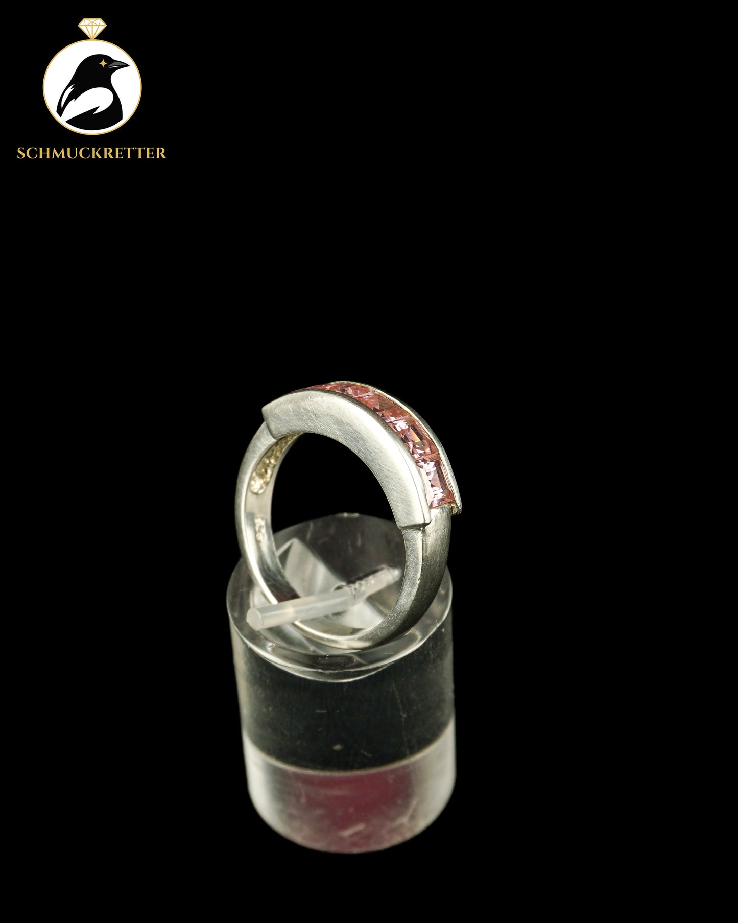 925 Silber Halbmemory Ring mit pinken Zirkonia, Gr. 57