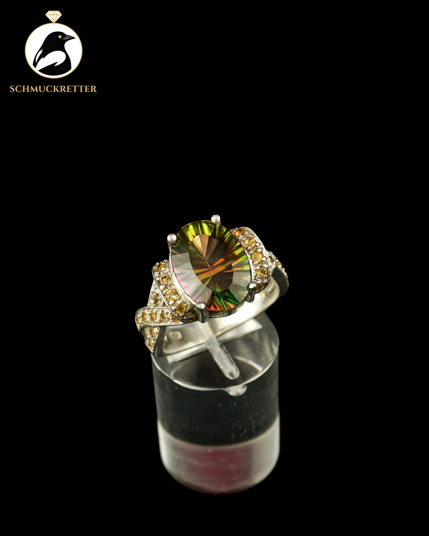 925 Silber Ring mit Mystik-Topas & Citrin, Gr. 60