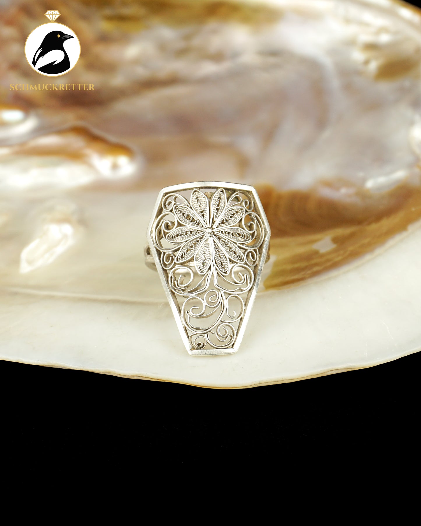 Filigraner 800 Silber Ring, Gr. 54