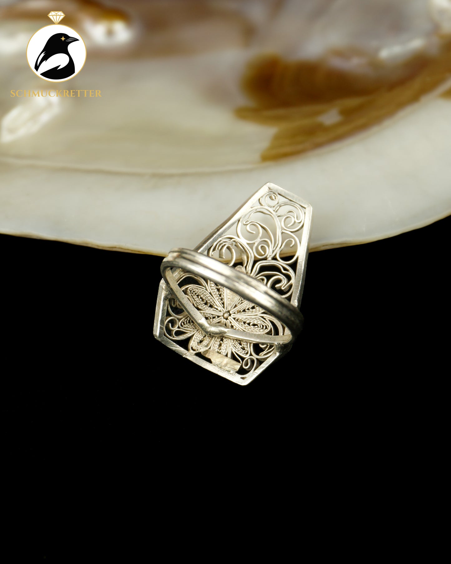 Filigraner 800 Silber Ring, Gr. 54