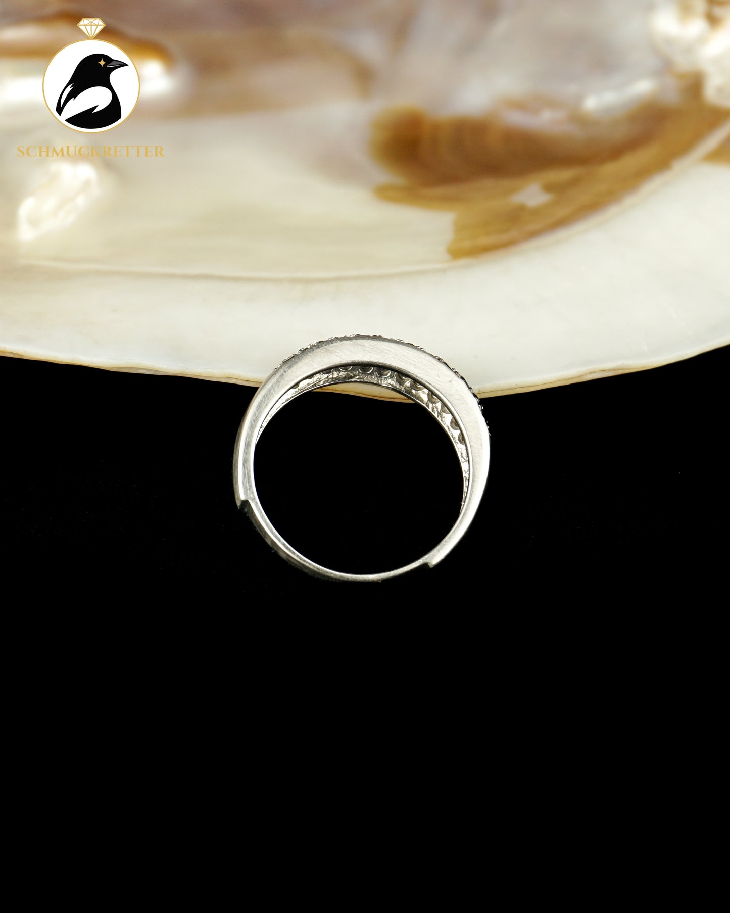 Diamonique 925 Silber Pavé Ring mit schwarzen Zirkonia, Gr. 57