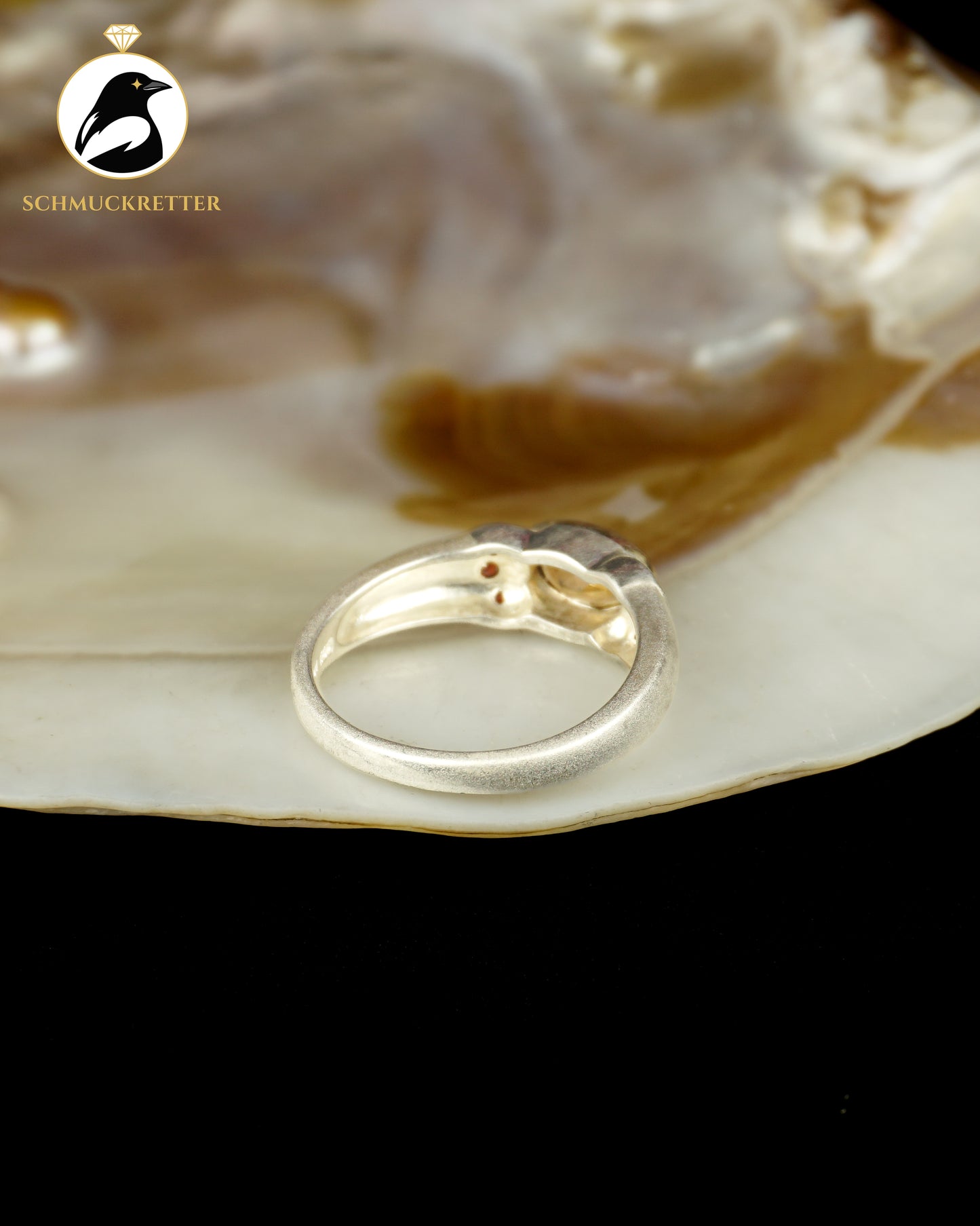 925 Silber Ring mit Granat & Citrin, bicolor, Gr. 60