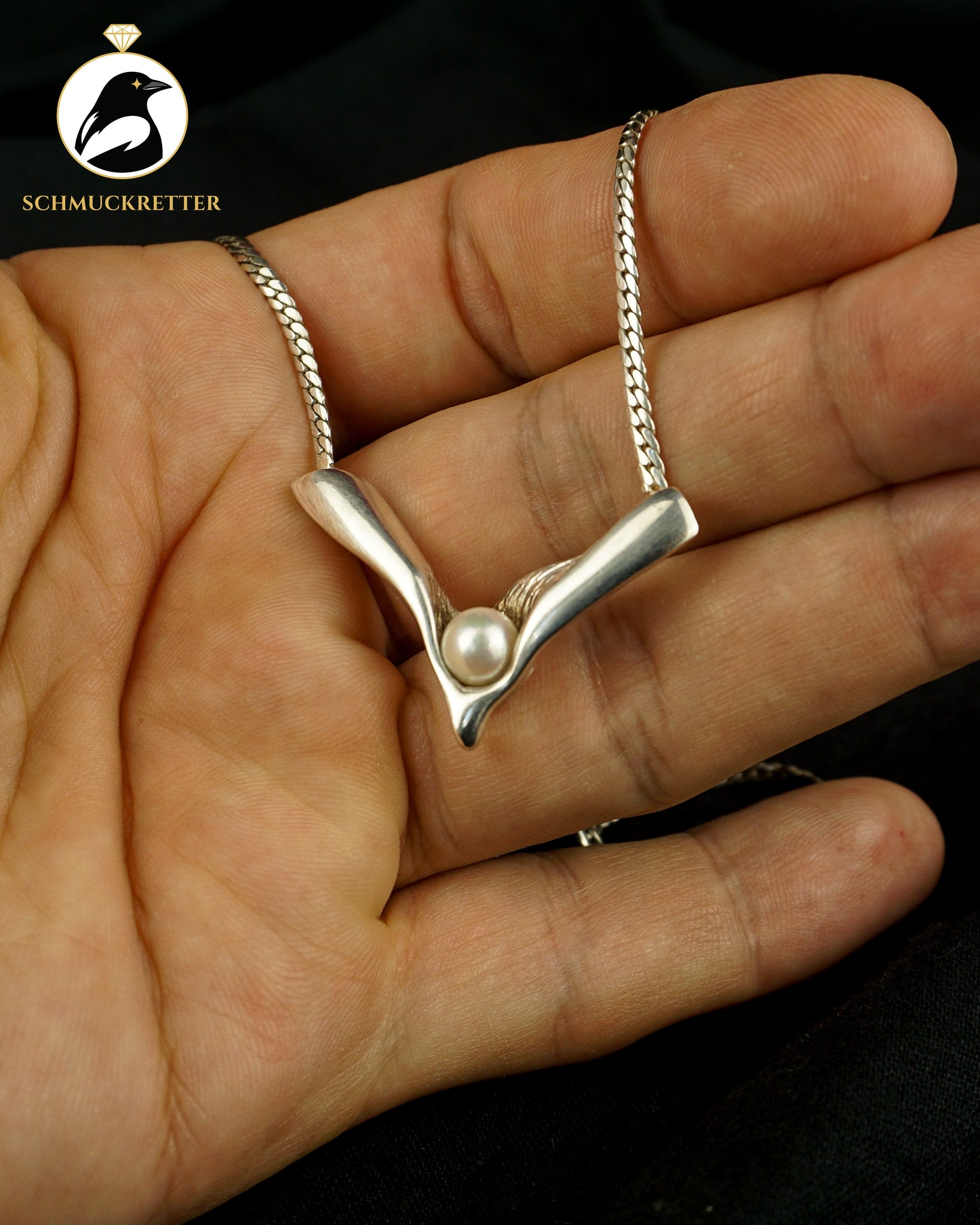Hermann Siersbol Designercollier aus Dänemark - 925 Silber mit Akoya Perle