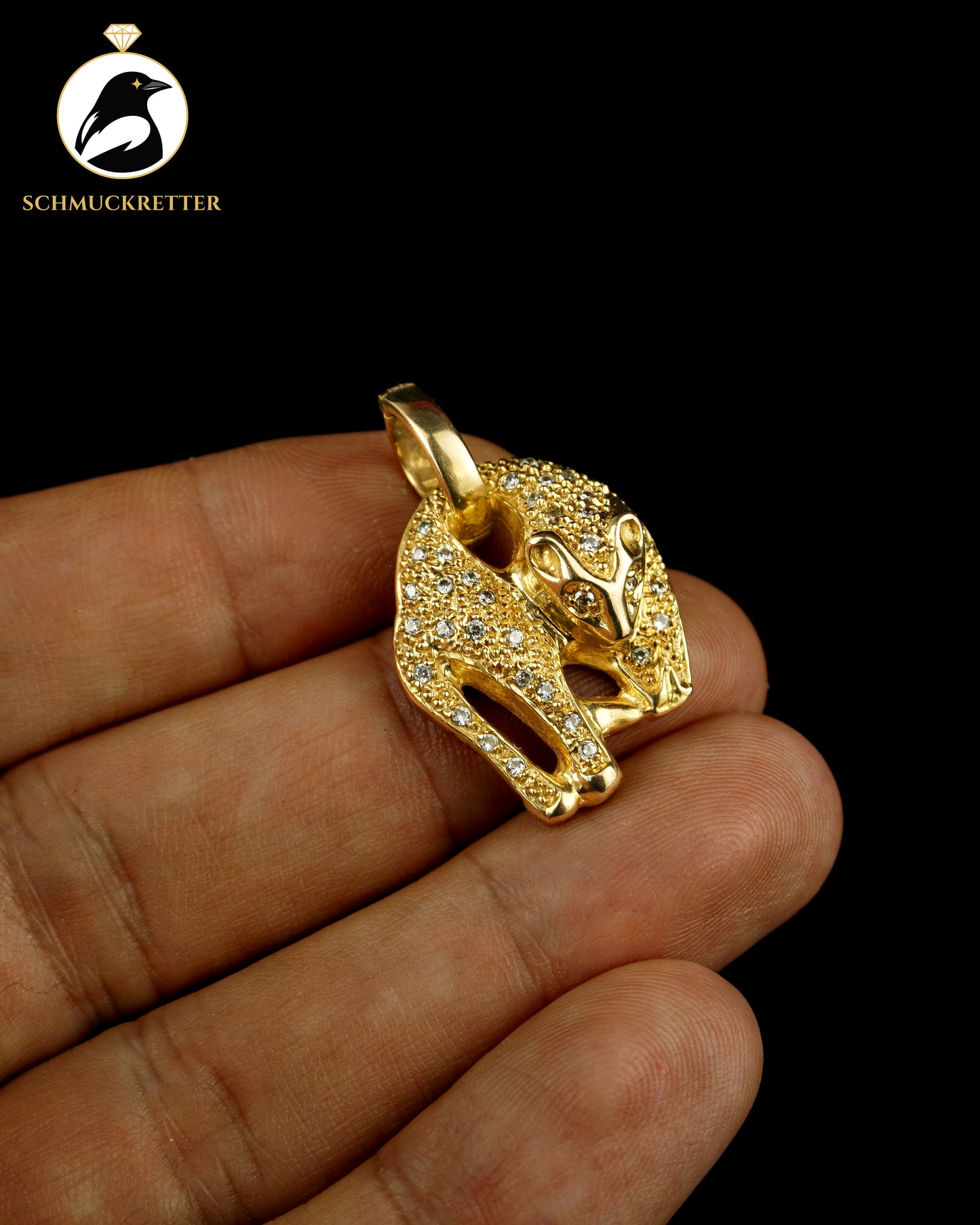 Panther-Anhänger aus 333 Gold mit Zirkonia & Clip-Öse