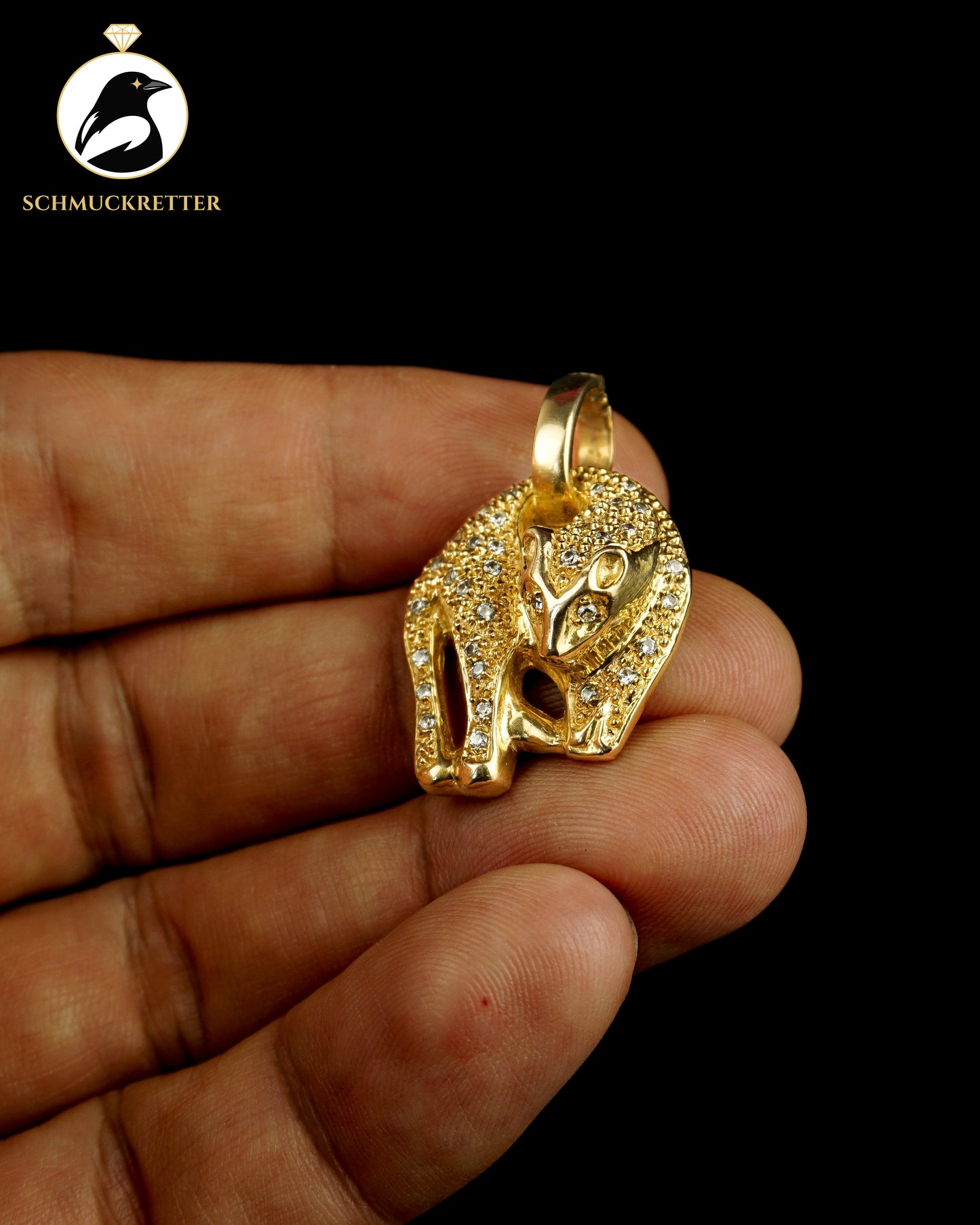 Panther-Anhänger aus 333 Gold mit Zirkonia & Clip-Öse