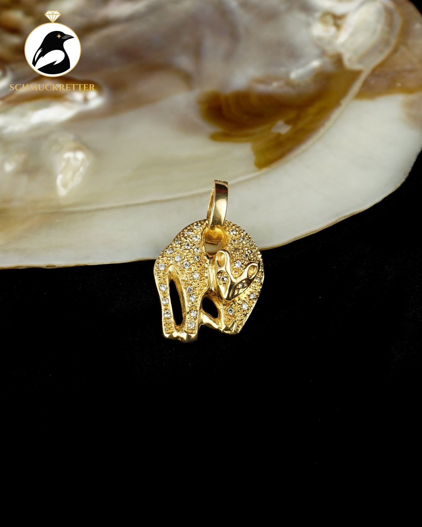 Panther-Anhänger aus 333 Gold mit Zirkonia & Clip-Öse
