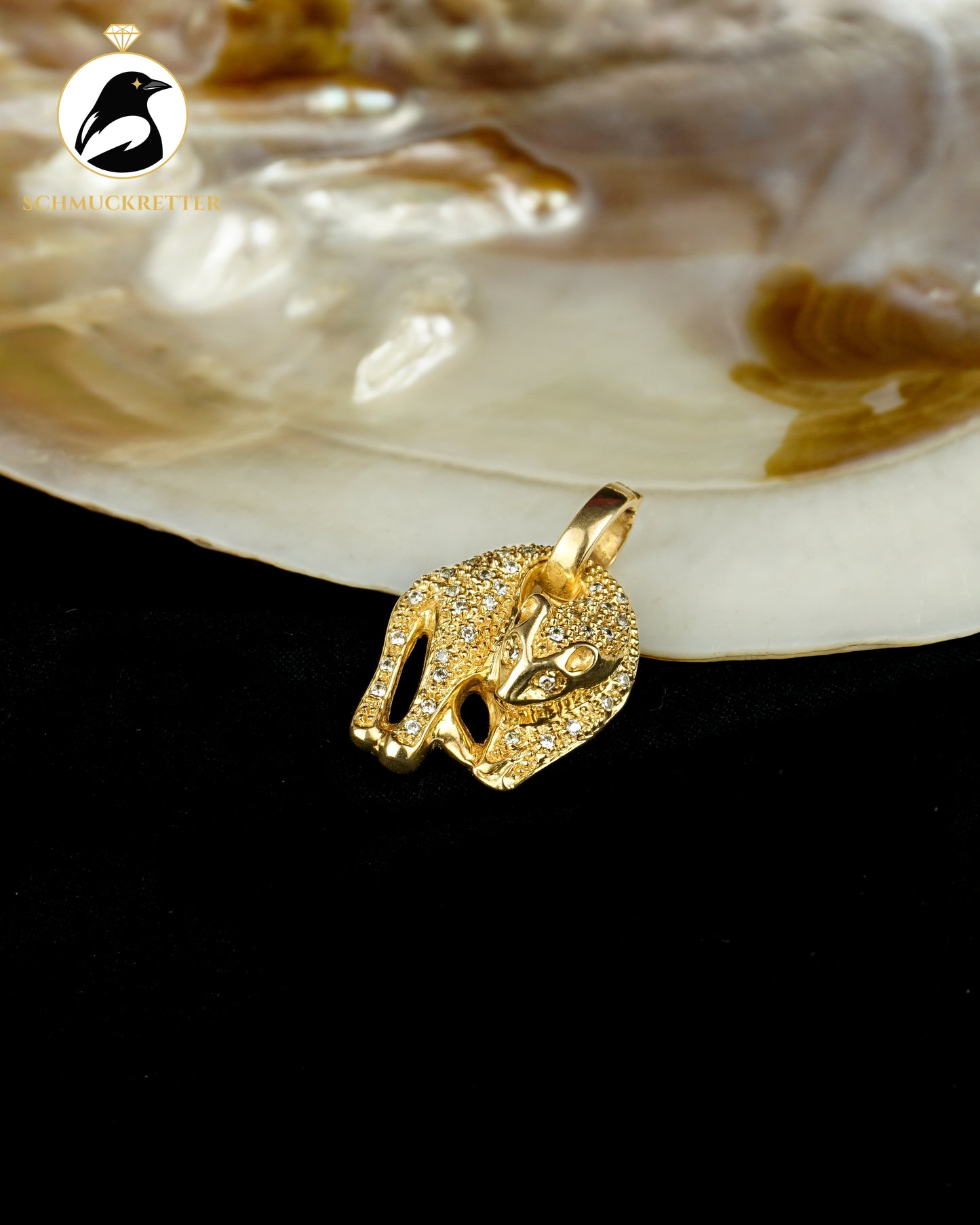 Panther-Anhänger aus 333 Gold mit Zirkonia & Clip-Öse