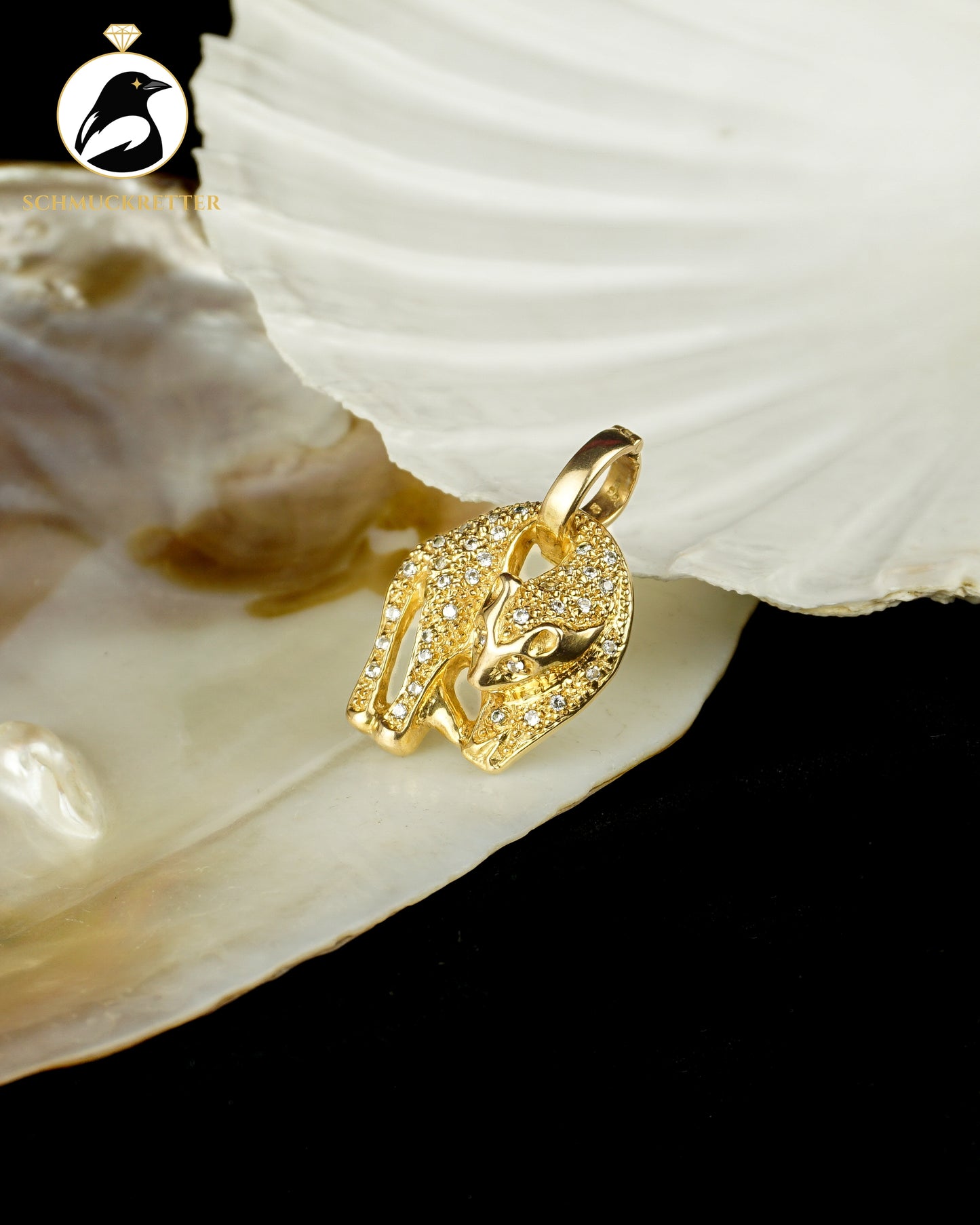 Panther-Anhänger aus 333 Gold mit Zirkonia & Clip-Öse